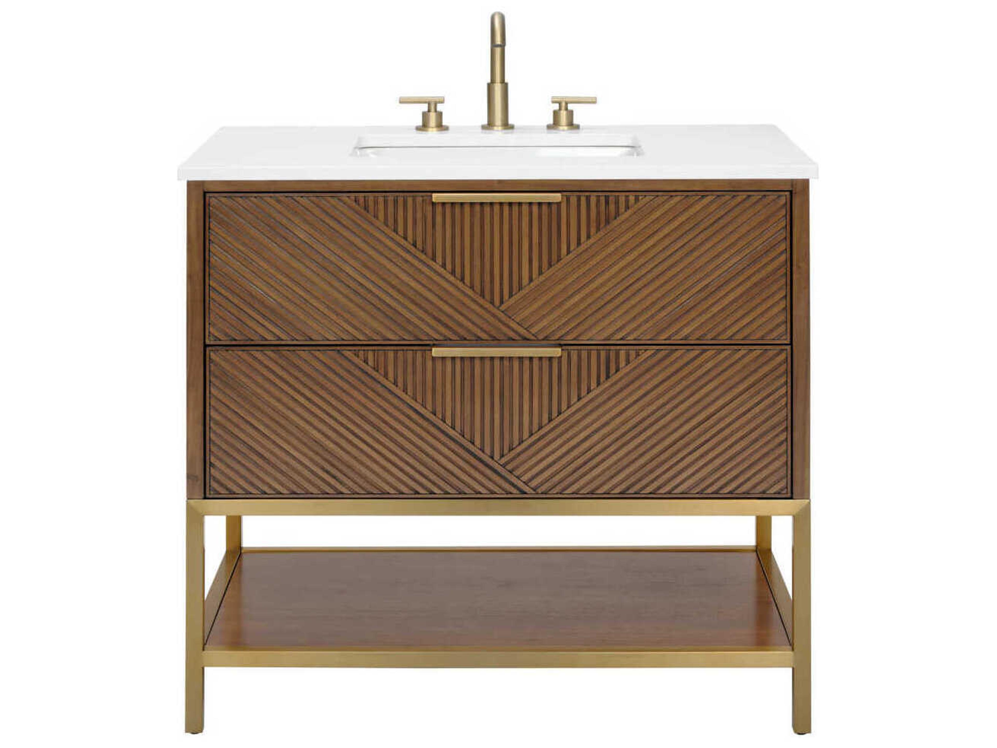 BEMMA Diamond 36" Walnut Satin Brass Vanity