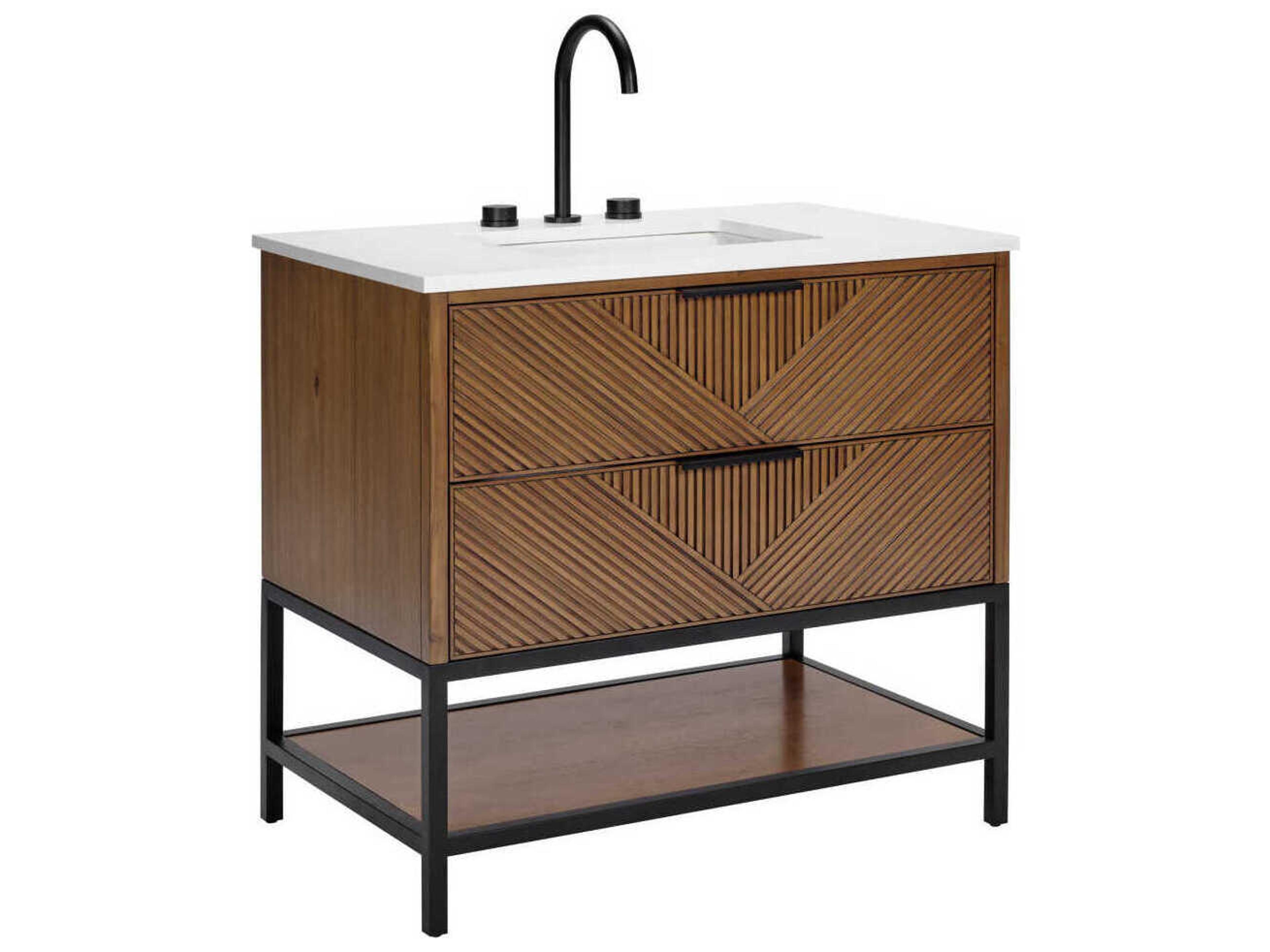 Diamond 36" Walnut Matte Black Vanity