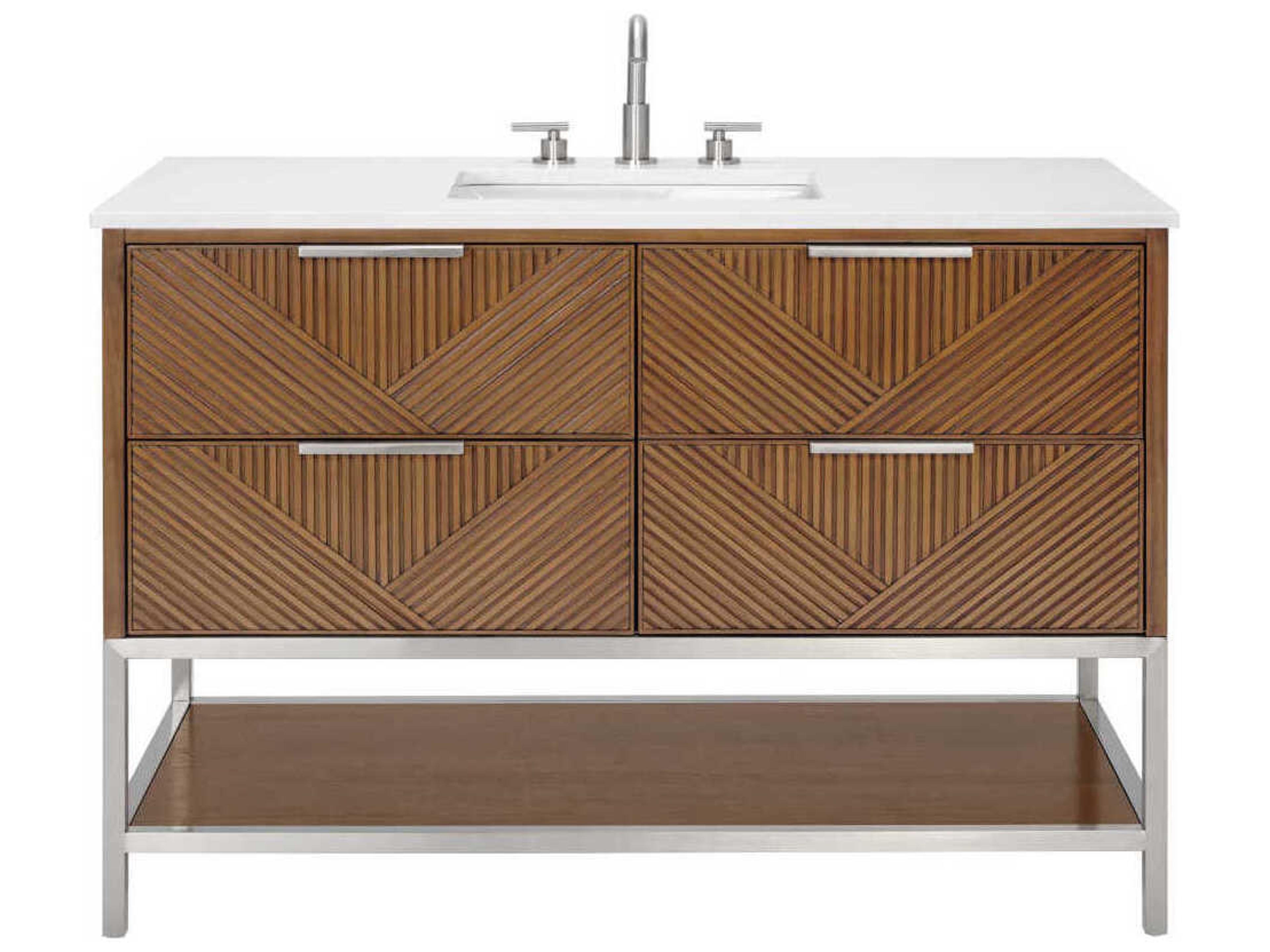 BEMMA Diamond 48" Walnut Brushed Nickel Vanity