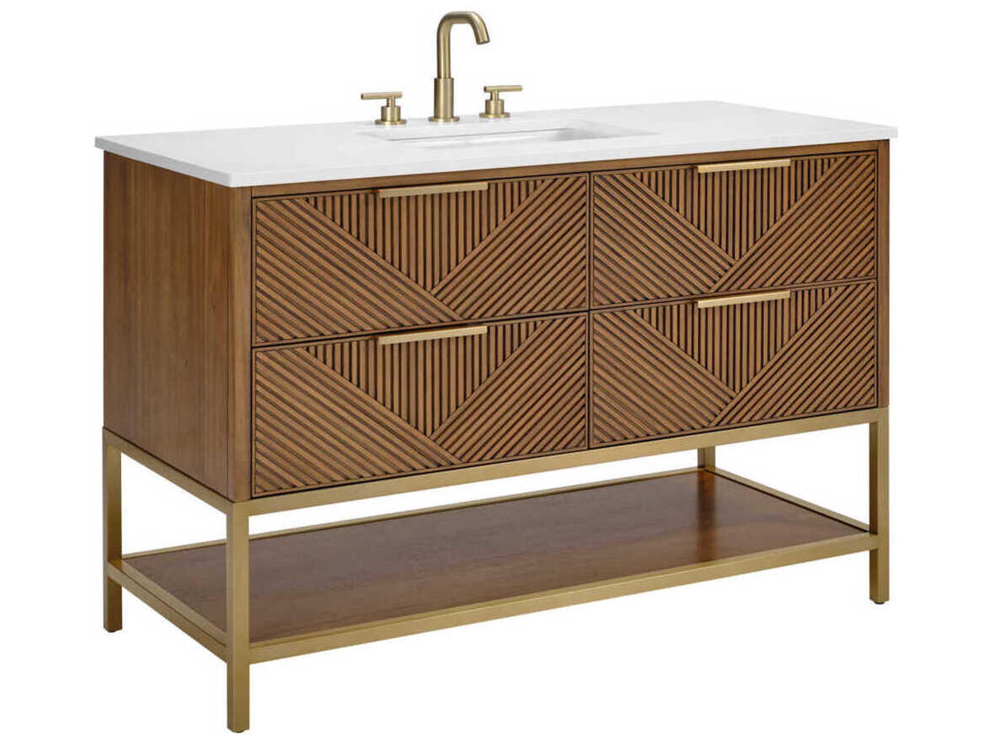 Diamond 48" Walnut Satin Brass Vanity
