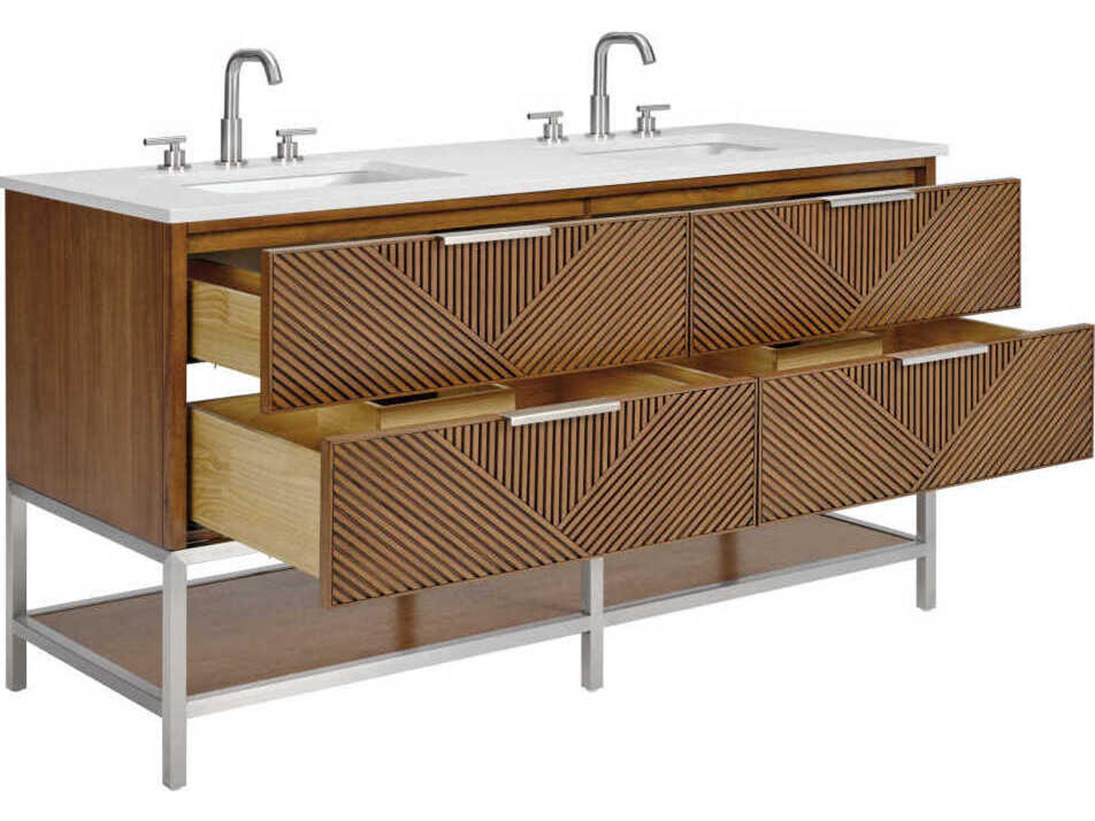 BEMMA Diamond 60" Walnut Brushed Nickel Vanity