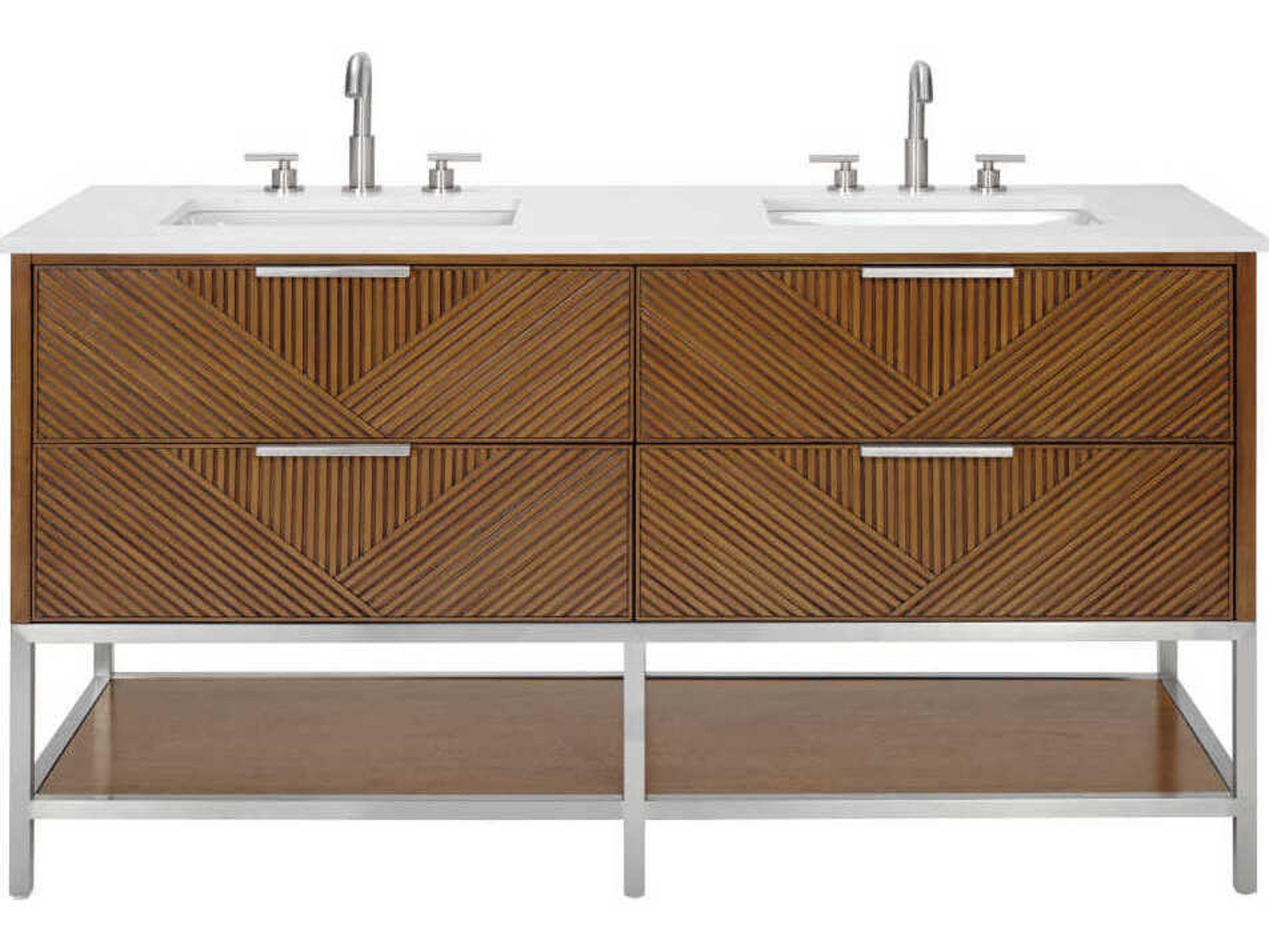 BEMMA Diamond 60" Walnut Brushed Nickel Vanity
