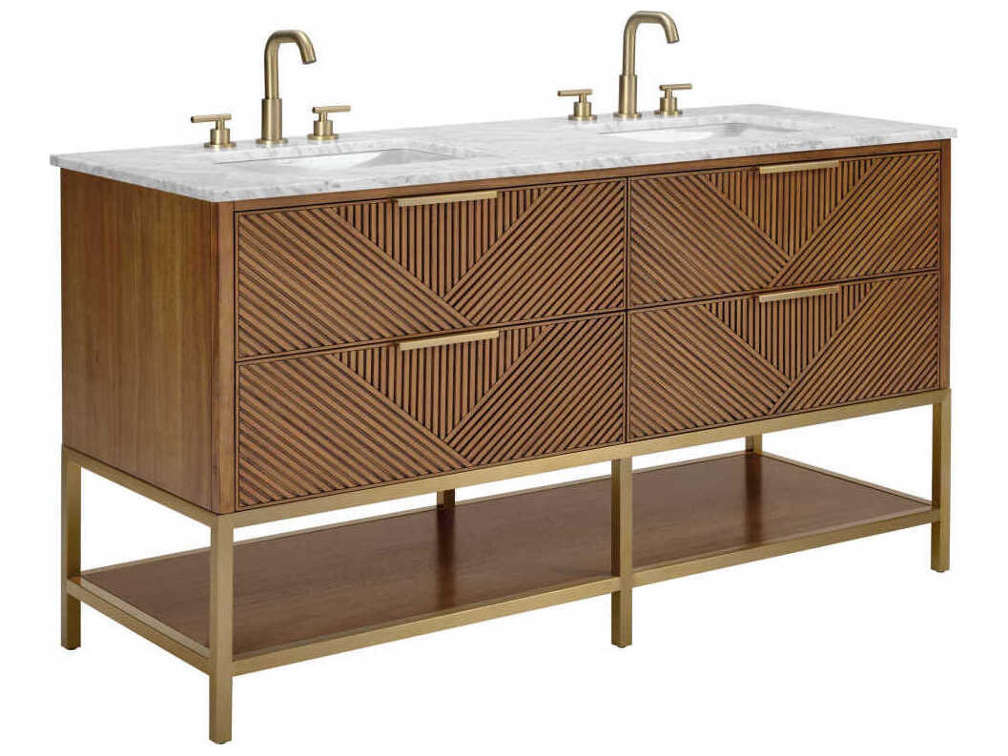 BEMMA Diamond 60" Walnut Satin Brass Vanity