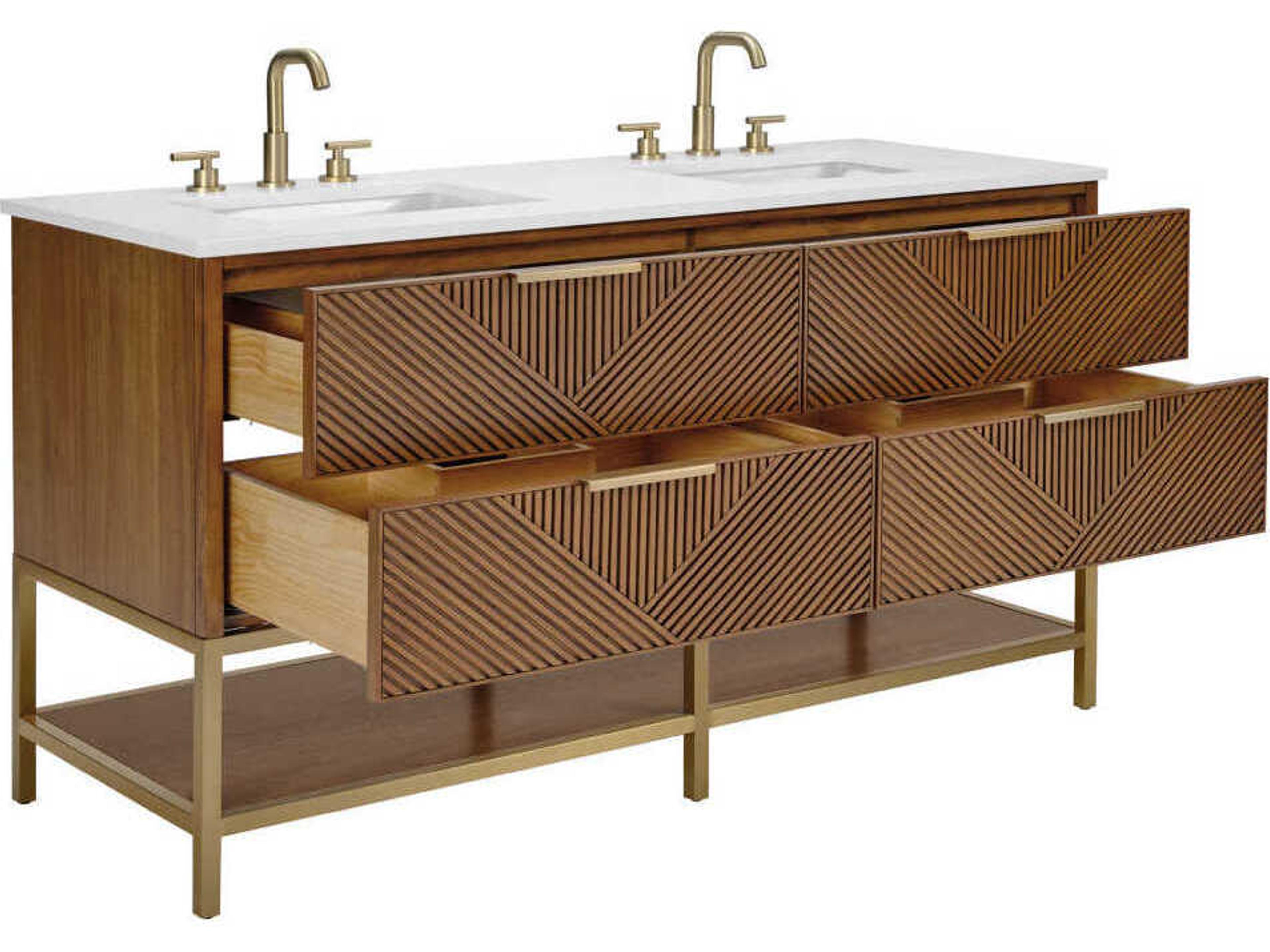BEMMA Diamond 60" Walnut Satin Brass Vanity
