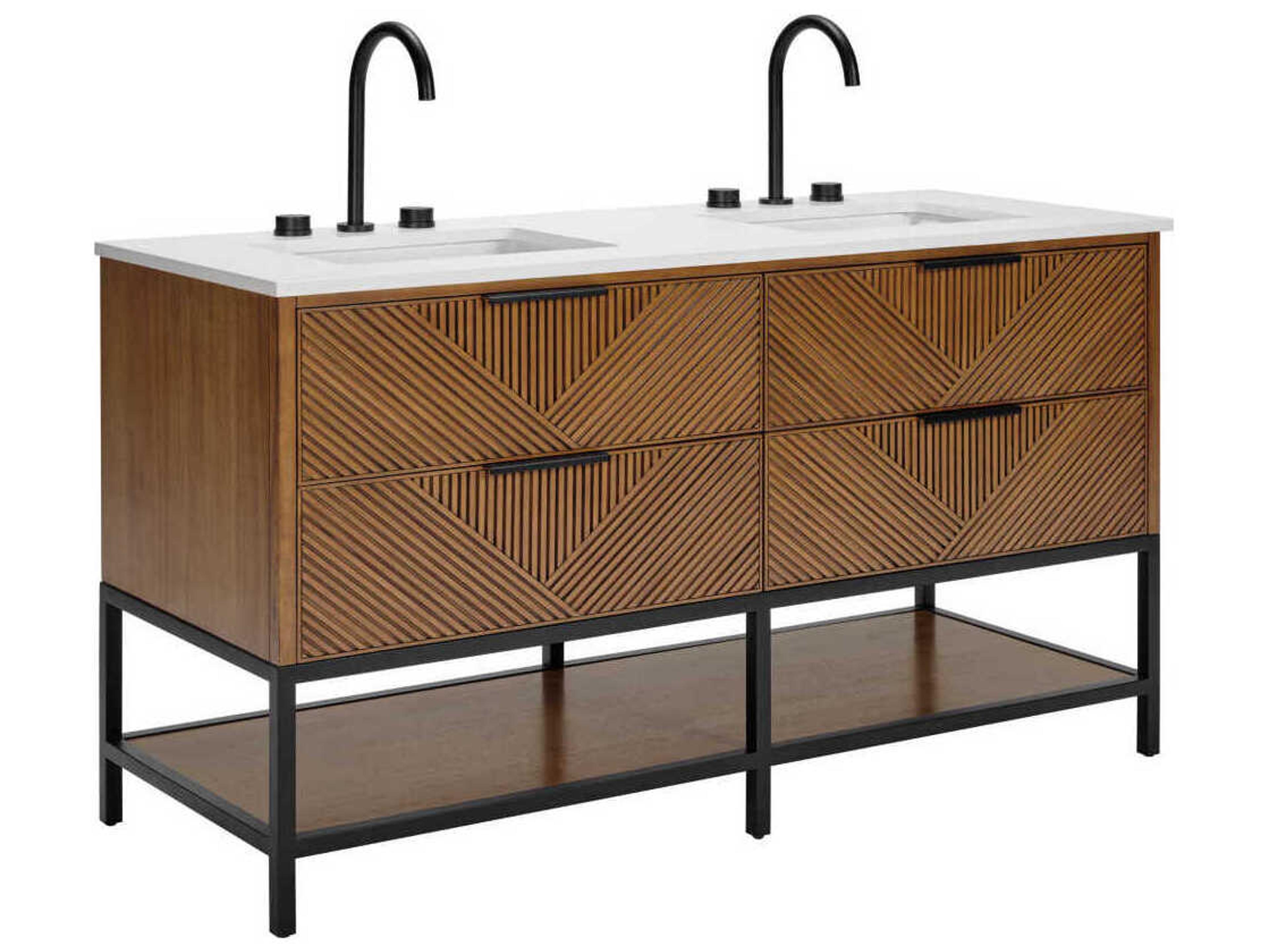 Diamond 60" Walnut Matte Black Vanity