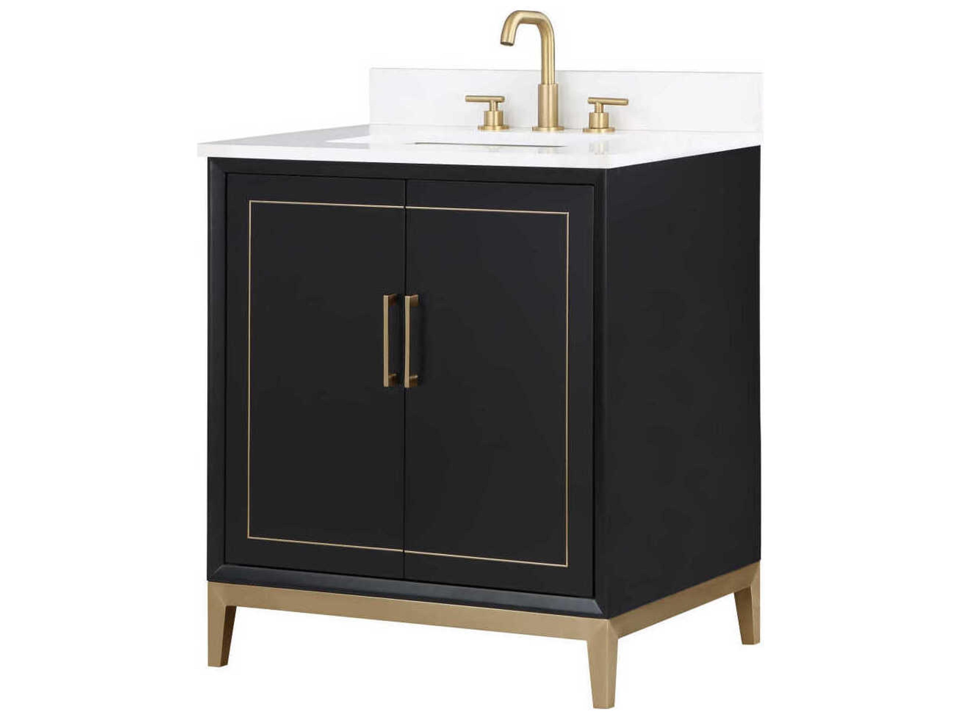 Gracie 30" Midnight Black Satin Brass Vanity