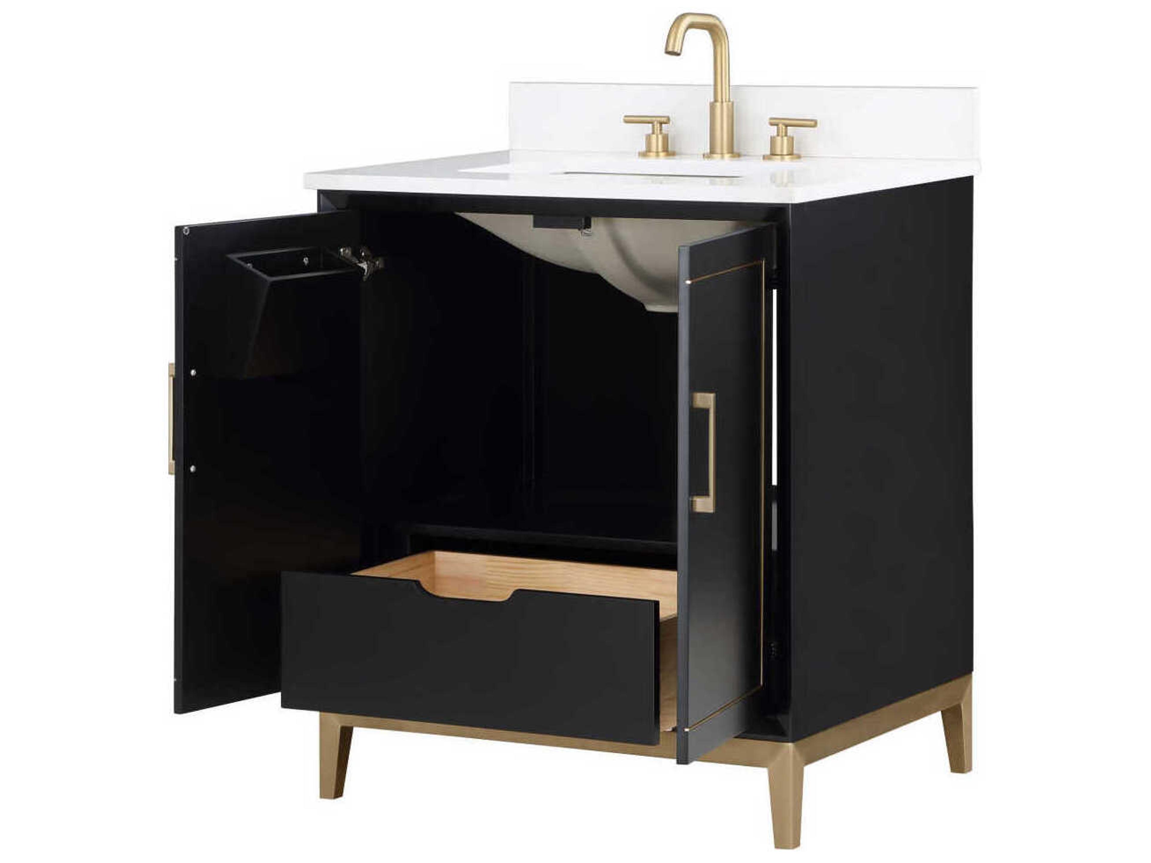 BEMMA Gracie 30" Midnight Black Satin Brass Vanity