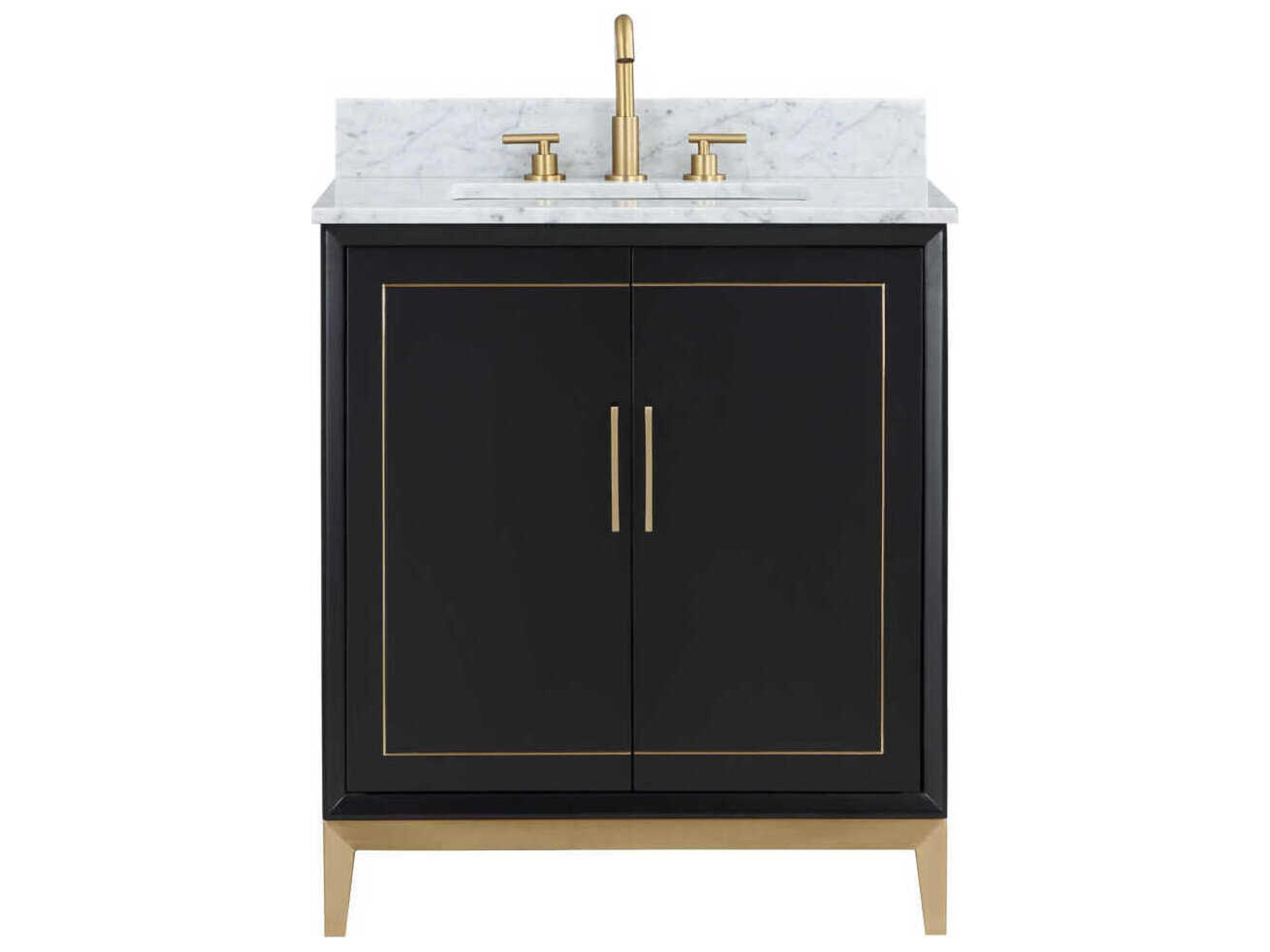 BEMMA Gracie 30" Midnight Black Satin Brass Vanity