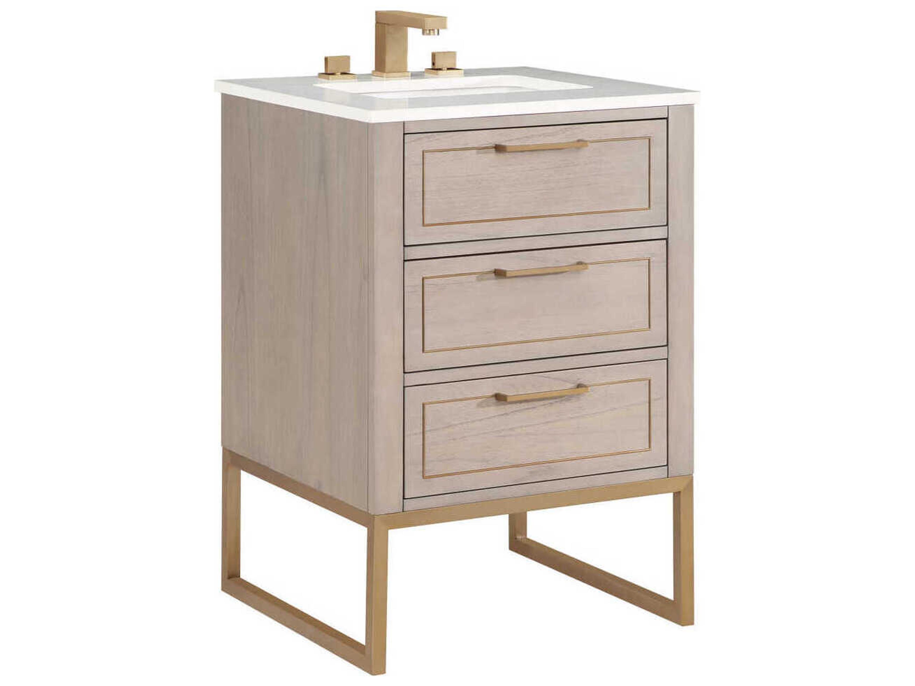Markham 24" Cashmere Grey Satin Brass Vanity