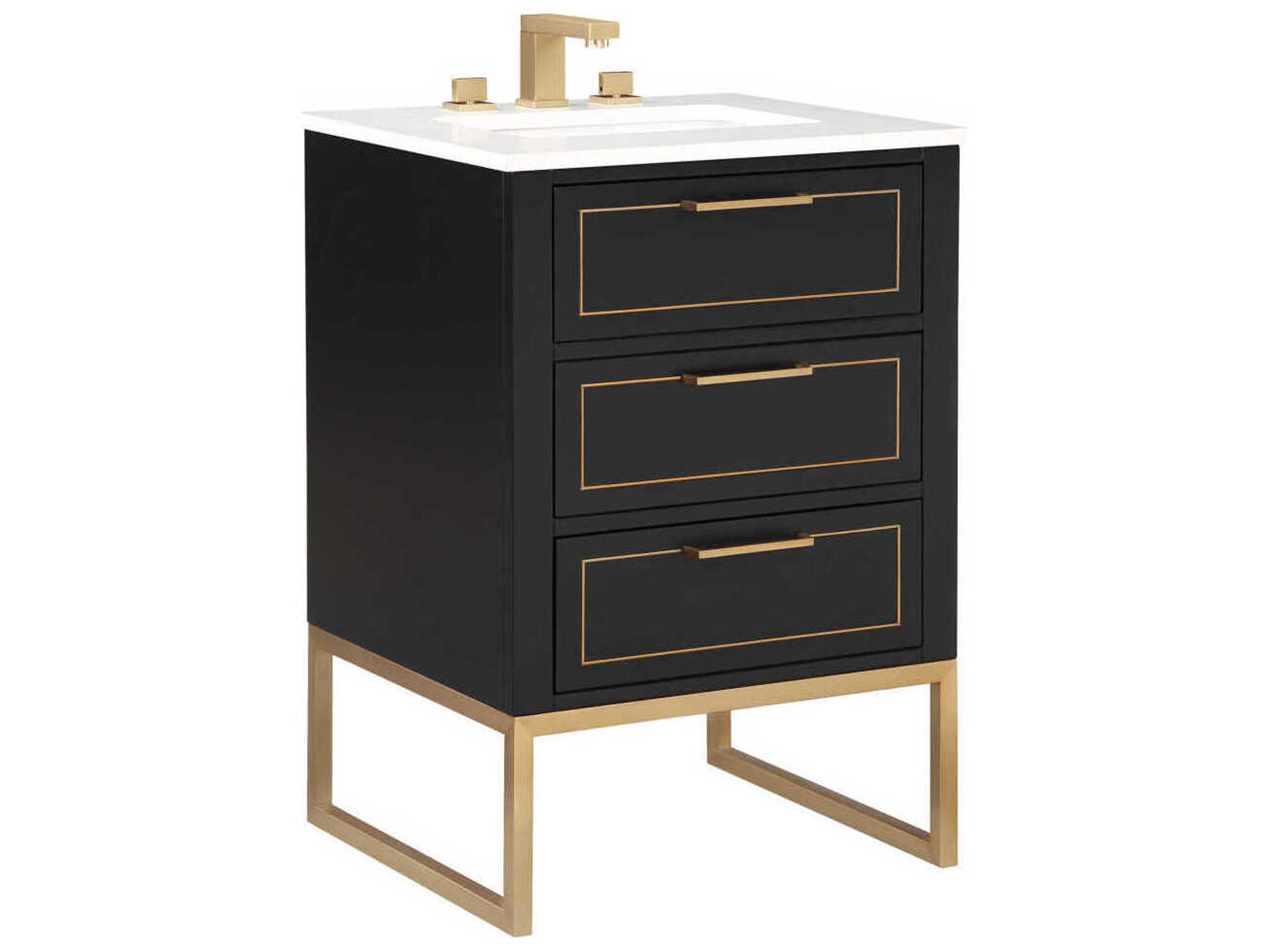 Markham 24" Midnight Black Satin Brass Vanity