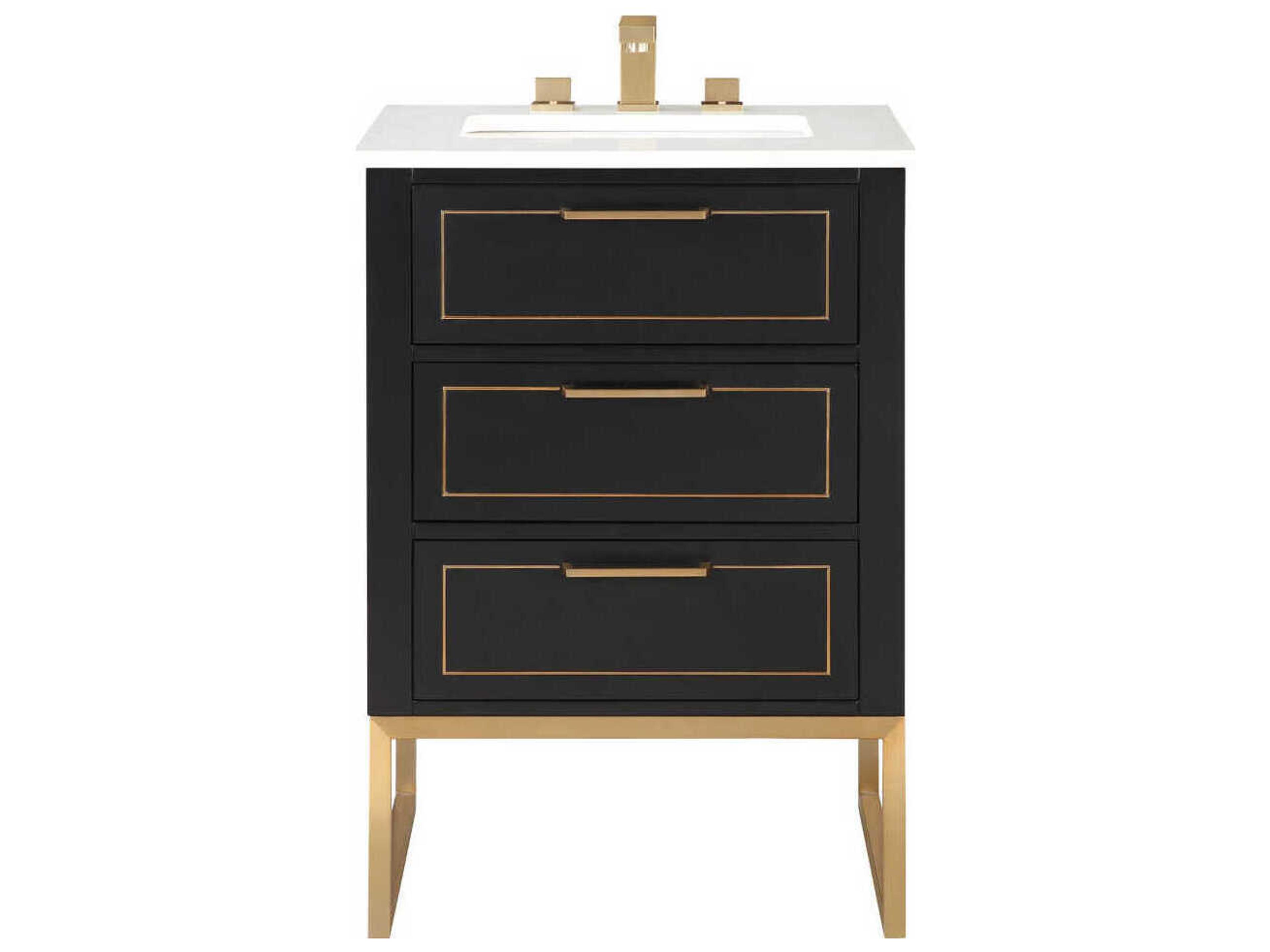 BEMMA Markham 24" Midnight Black Satin Brass Vanity