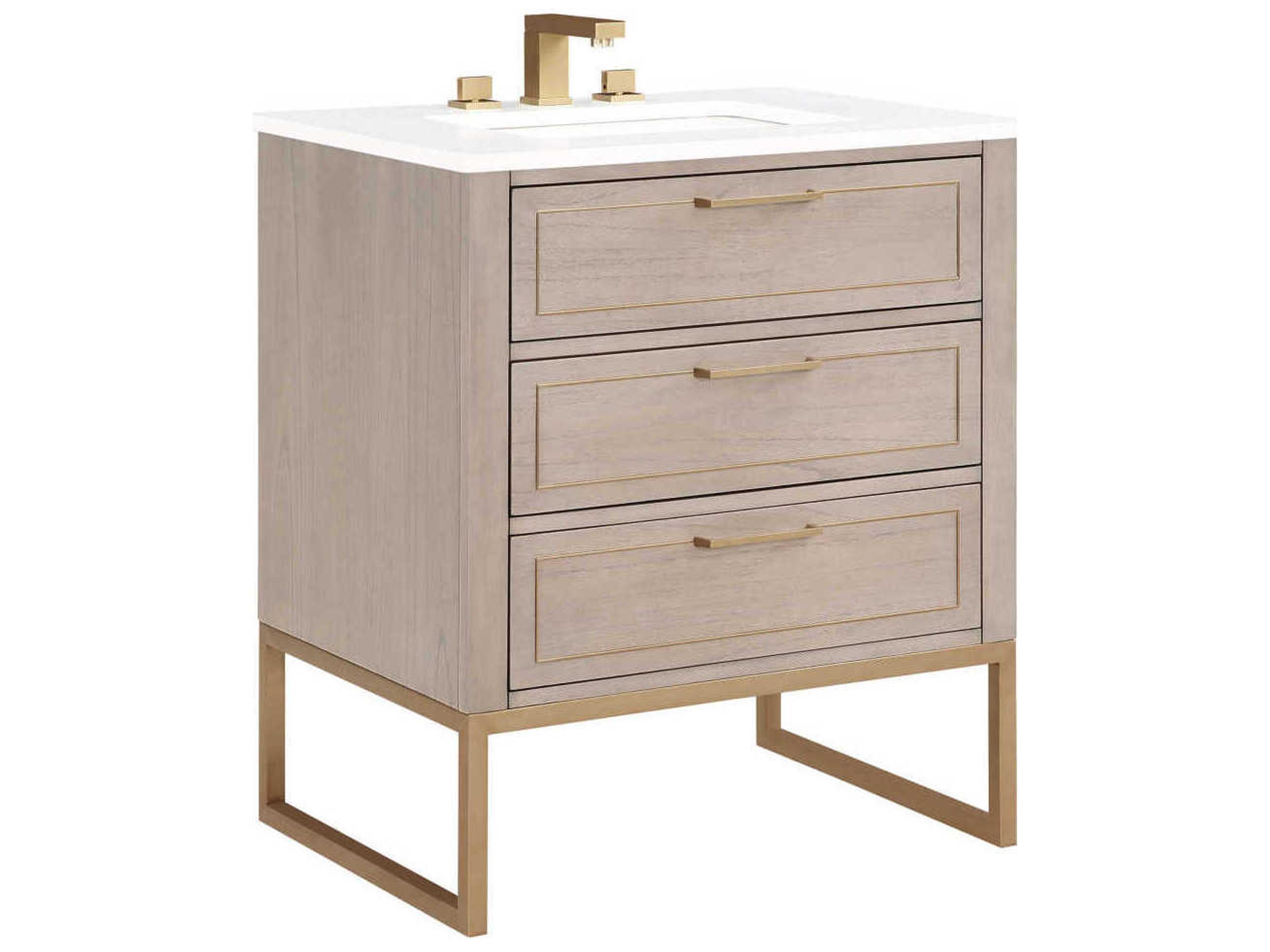 Markham 30" Cashmere Grey Satin Brass Vanity