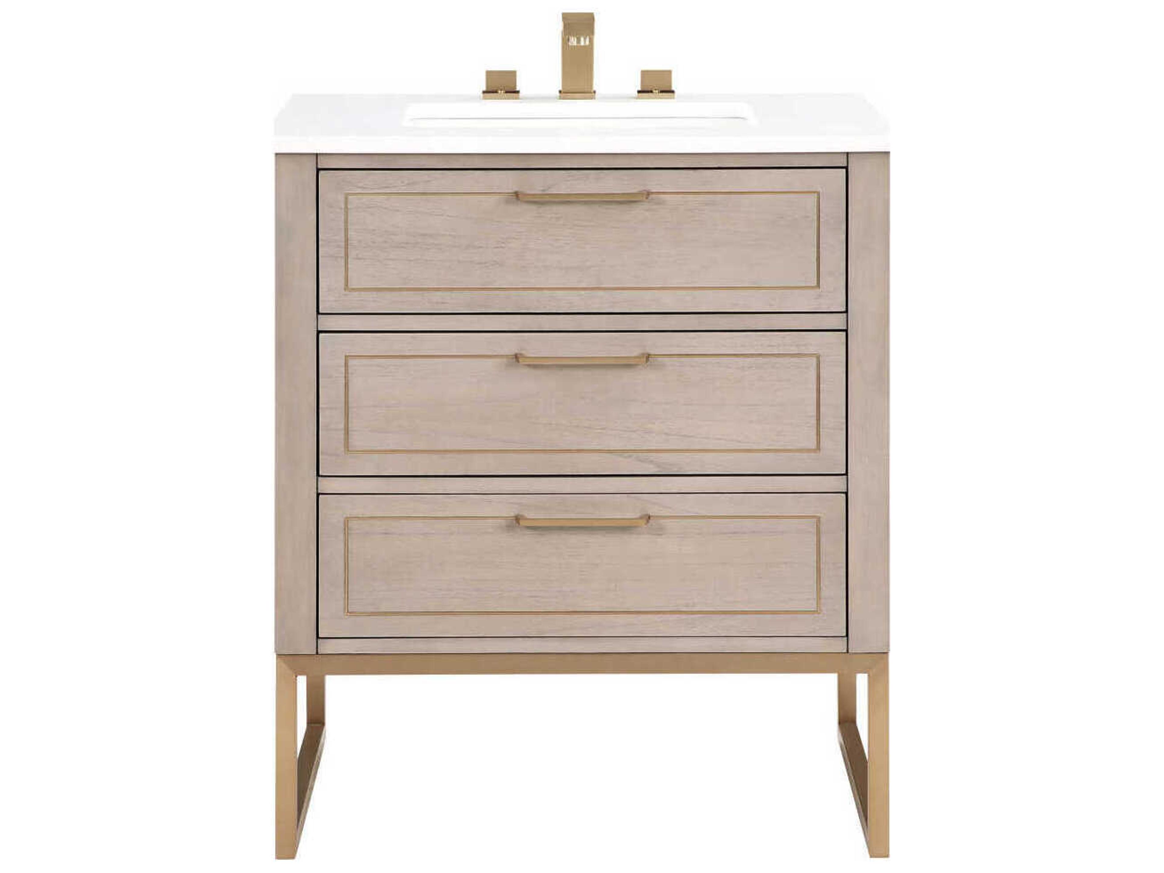 BEMMA Markham 30" Cashmere Grey Satin Brass Vanity