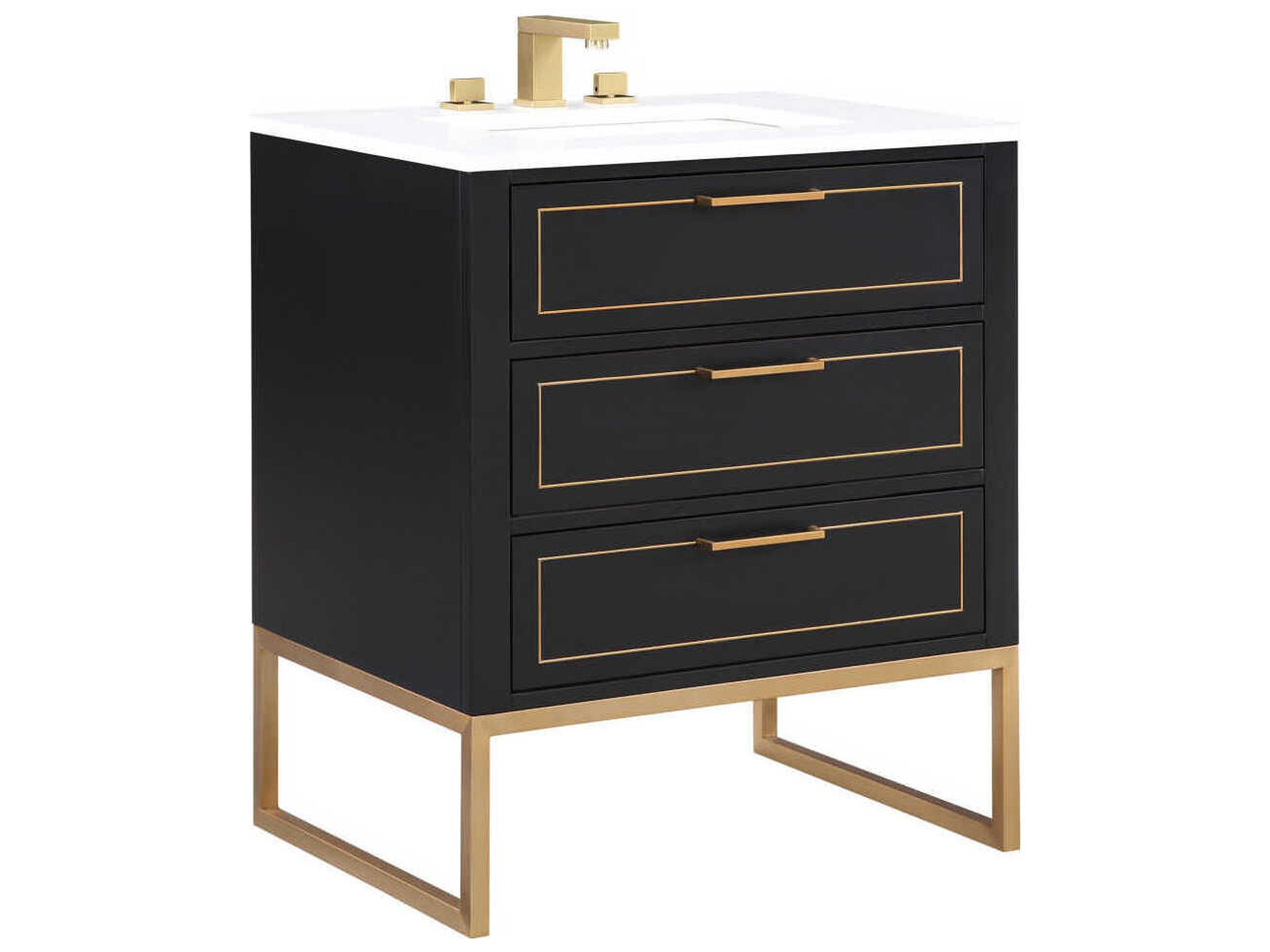 Markham 30" Midnight Black Satin Brass Vanity