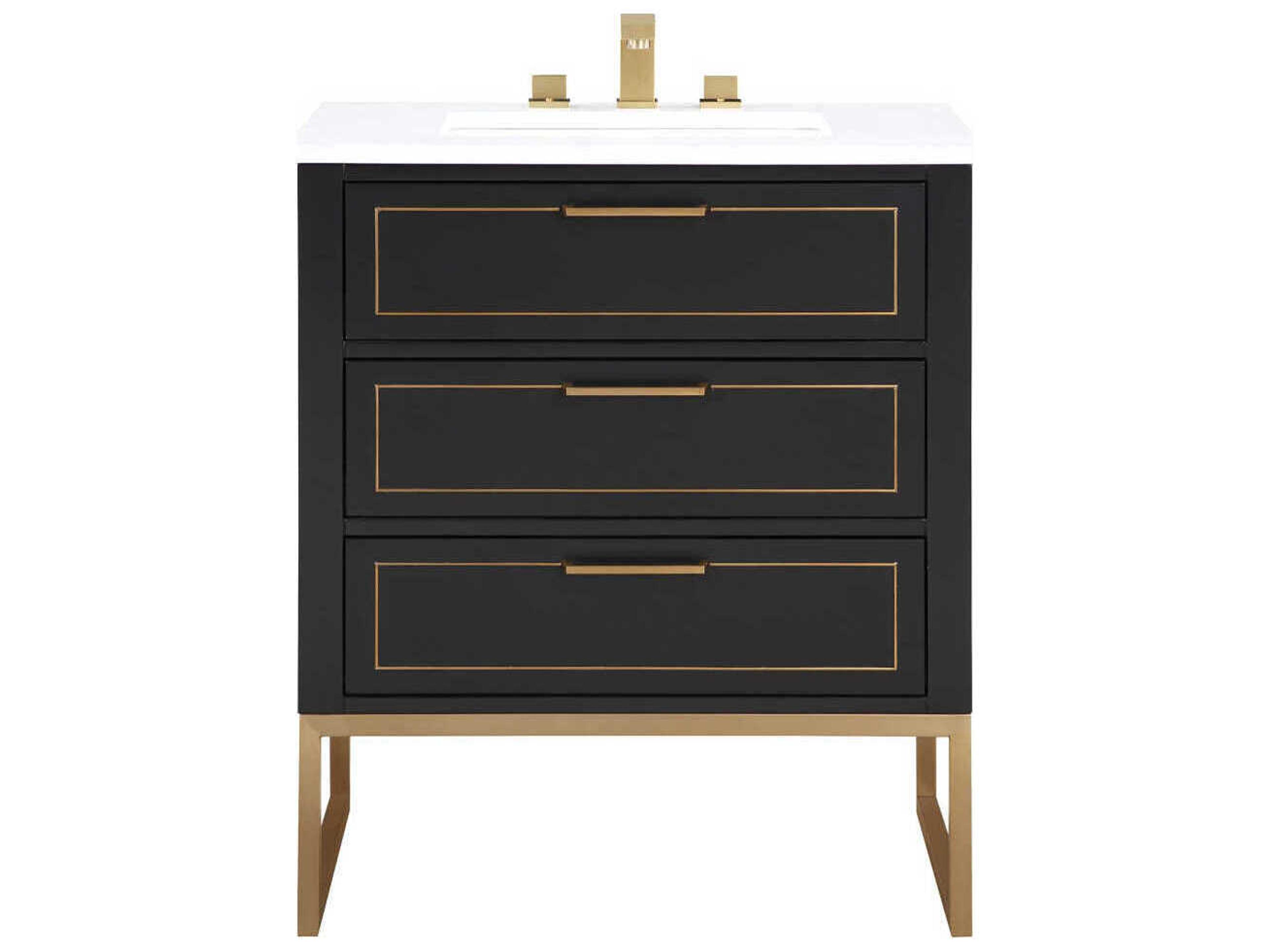 BEMMA Markham 30" Midnight Black Satin Brass Vanity