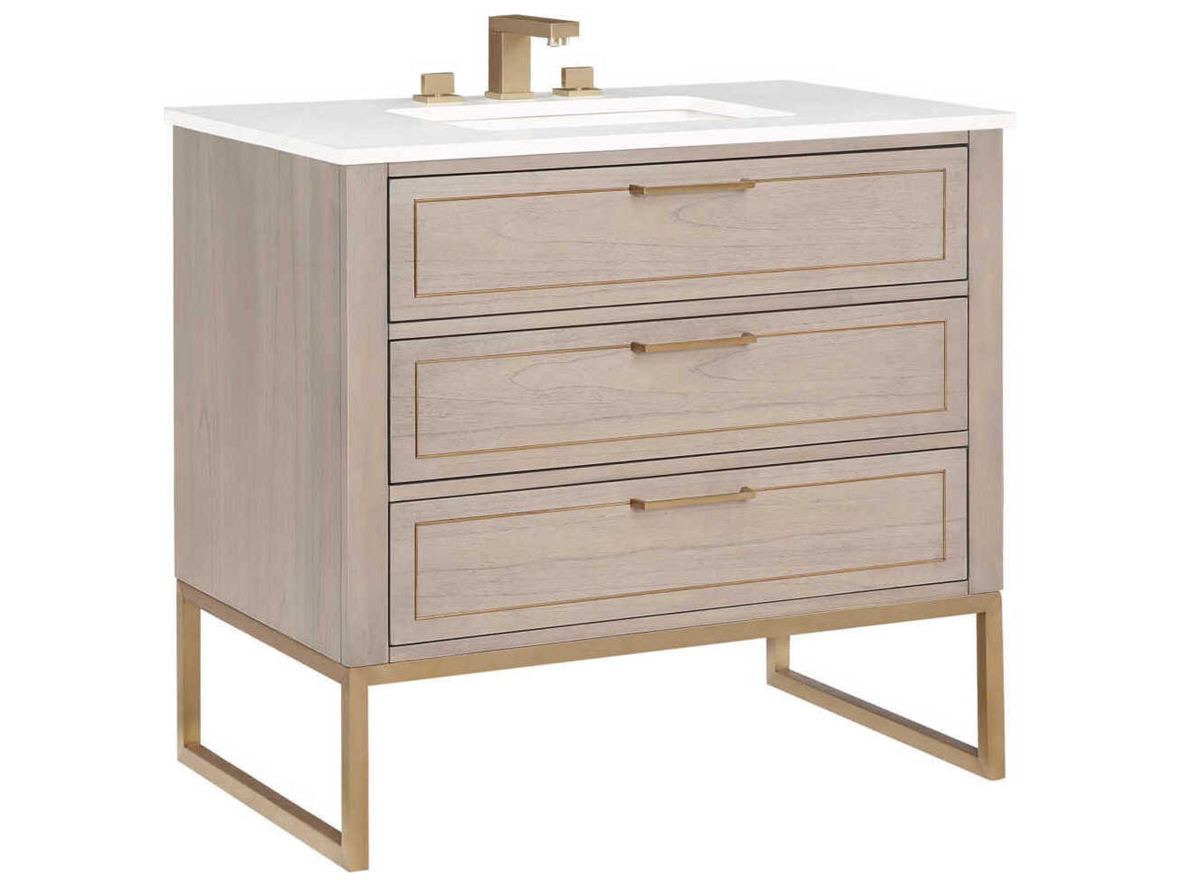 Markham 36" Cashmere Grey Satin Brass Vanity