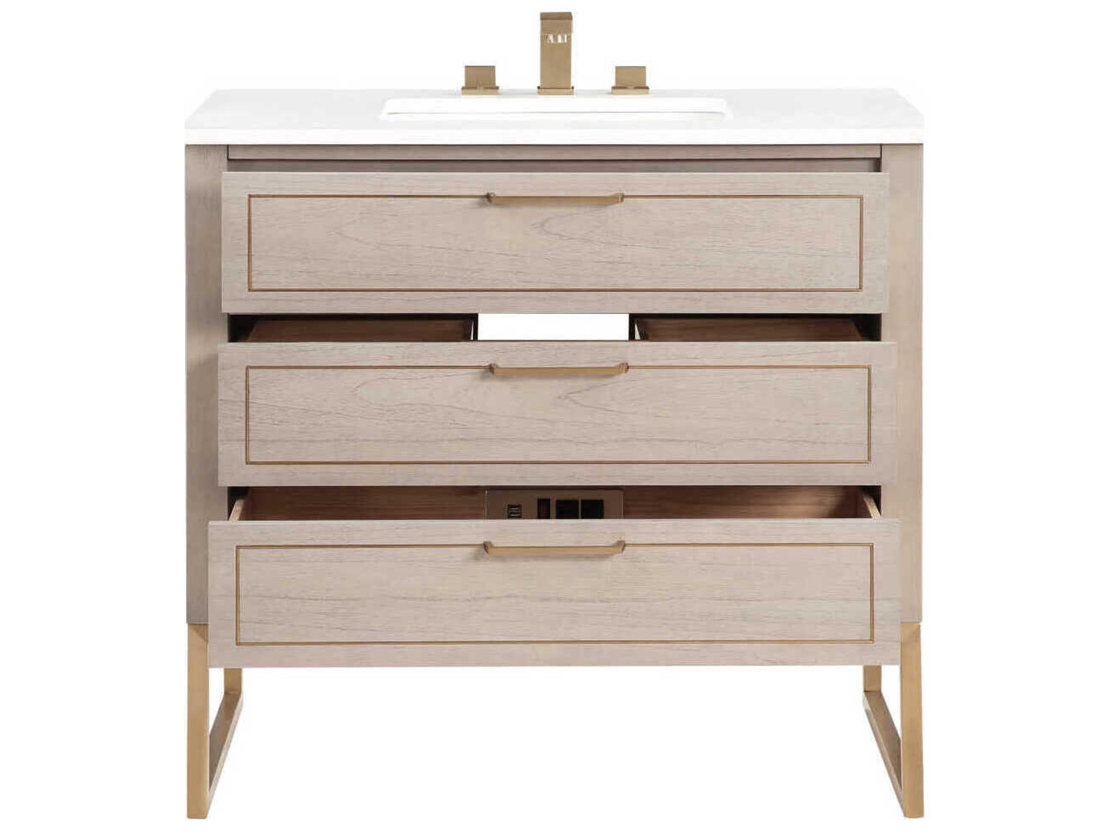 BEMMA Markham 36" Cashmere Grey Satin Brass Vanity