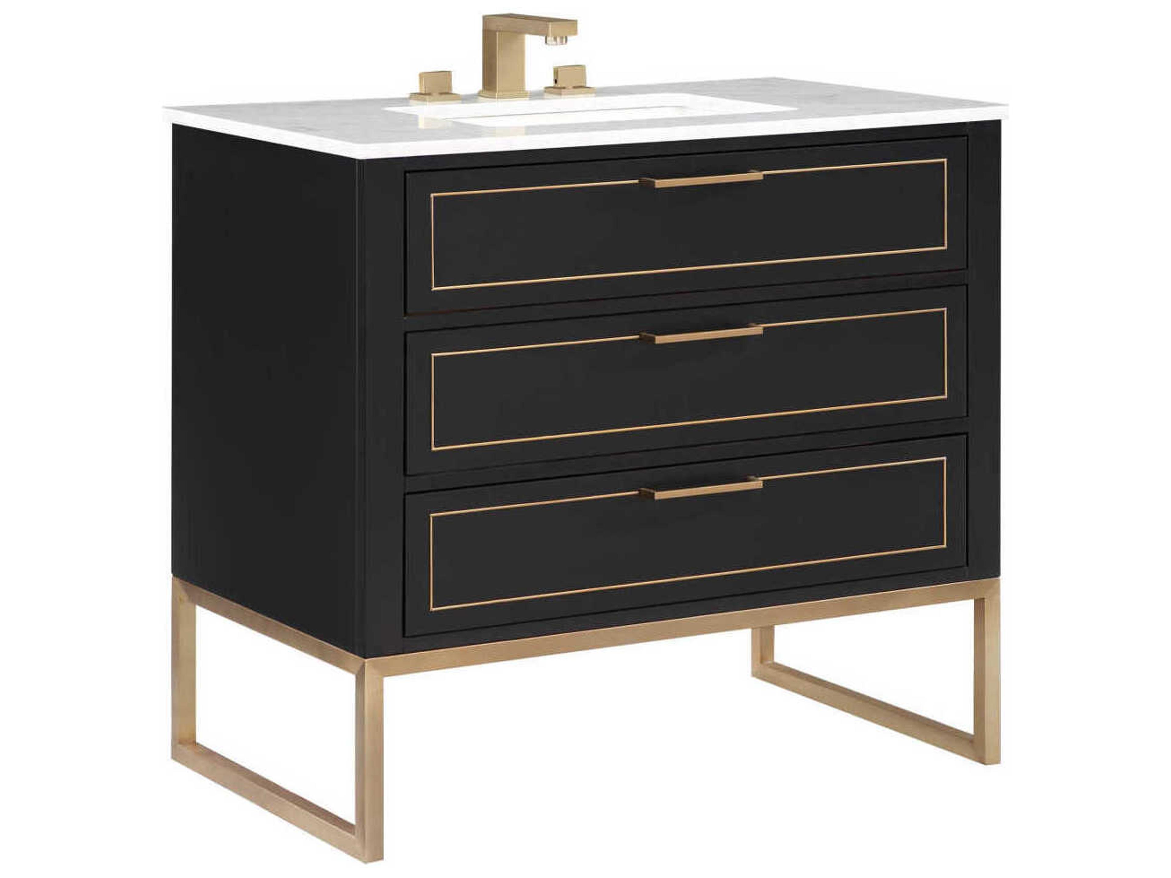 BEMMA Markham 36" Midnight Black Satin Brass Vanity