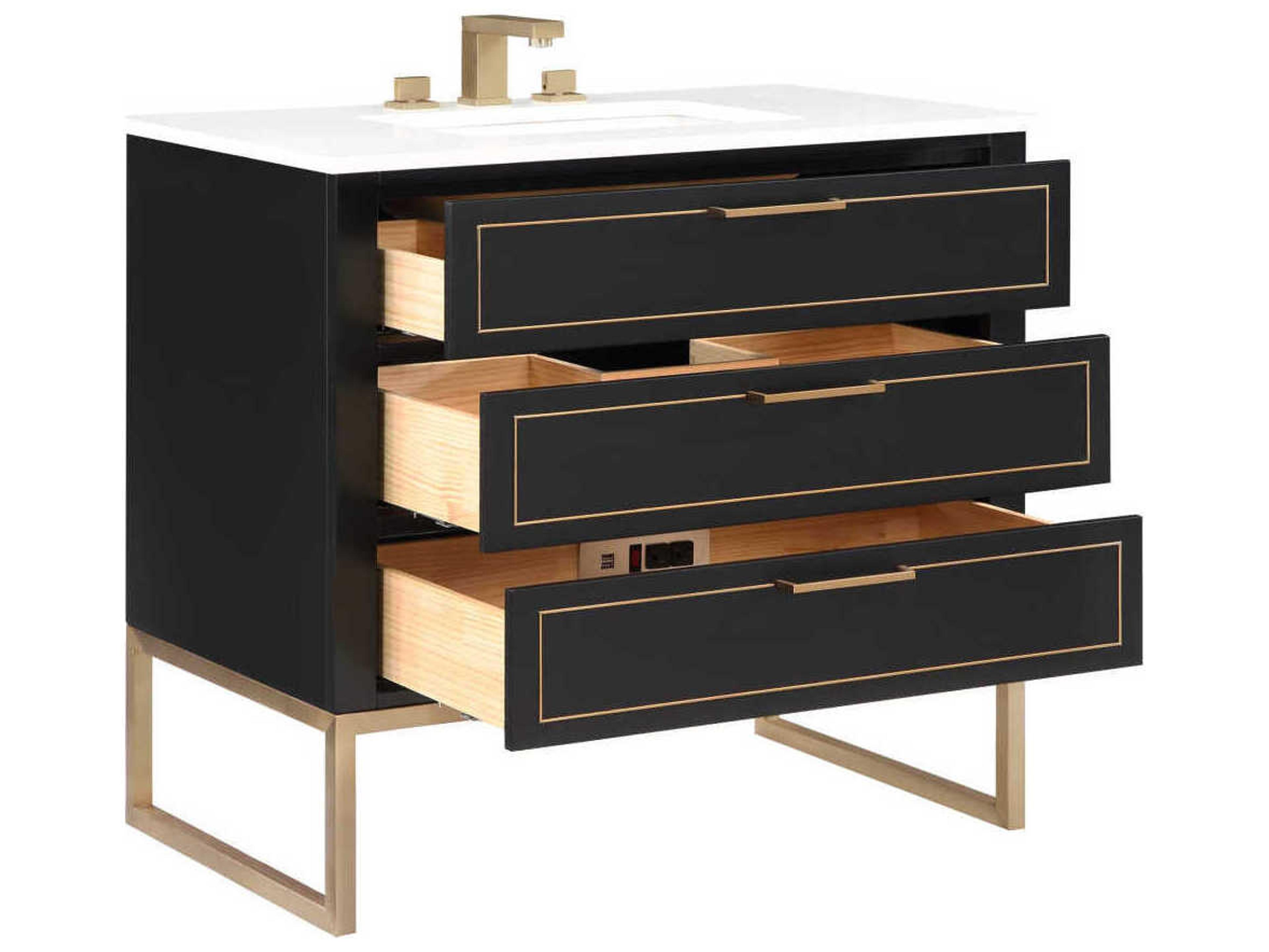 BEMMA Markham 36" Midnight Black Satin Brass Vanity