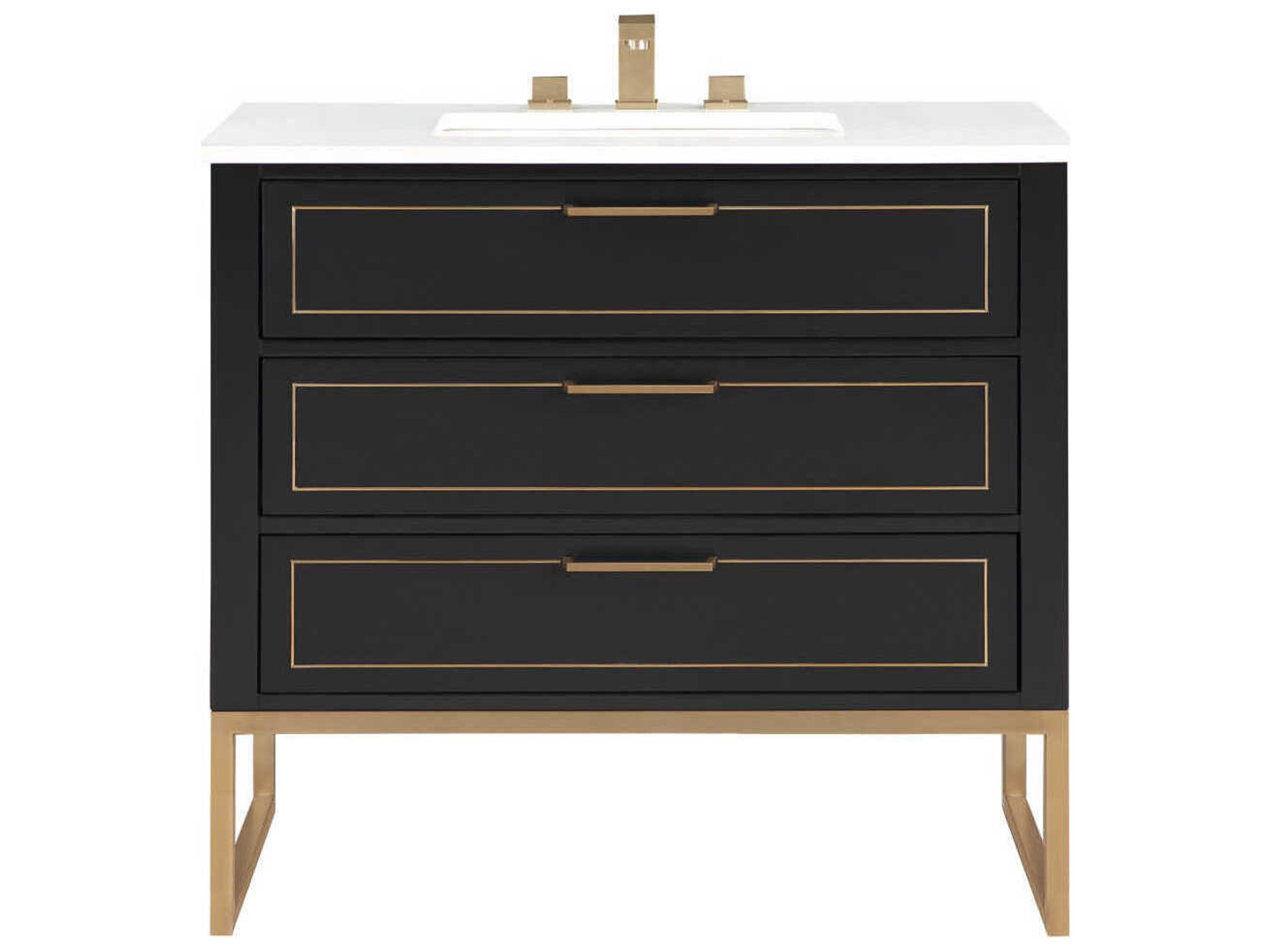 BEMMA Markham 36" Midnight Black Satin Brass Vanity