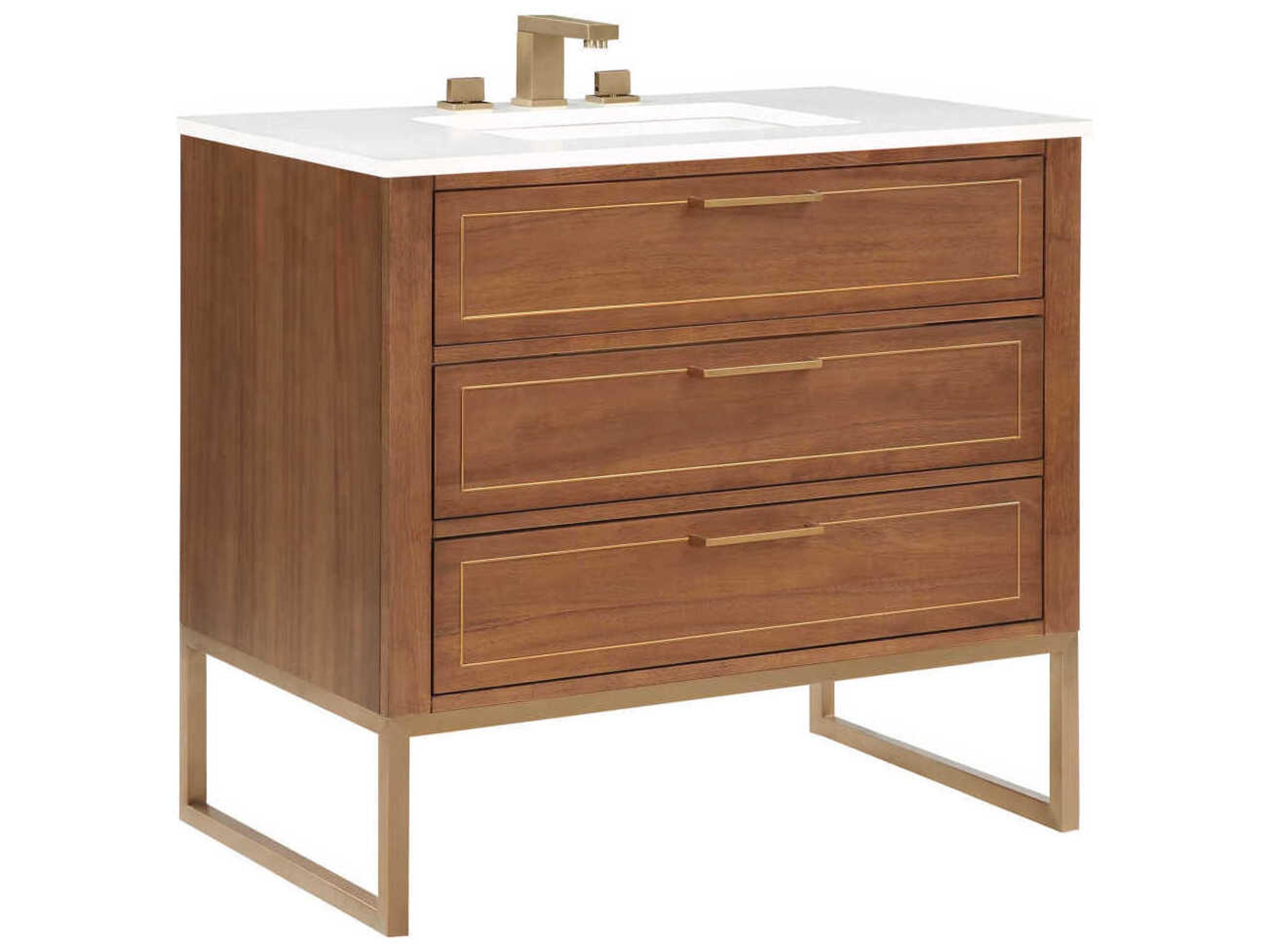 Markham 36" Walnut Satin Brass Vanity