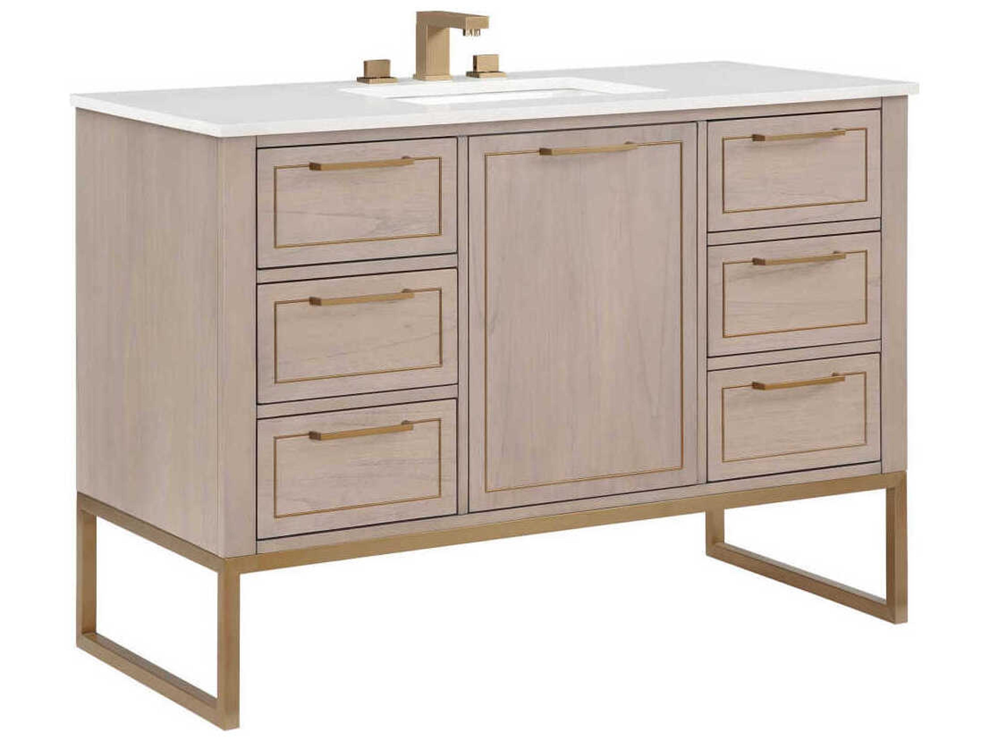 Markham 48" Cashmere Grey Satin Brass Vanity