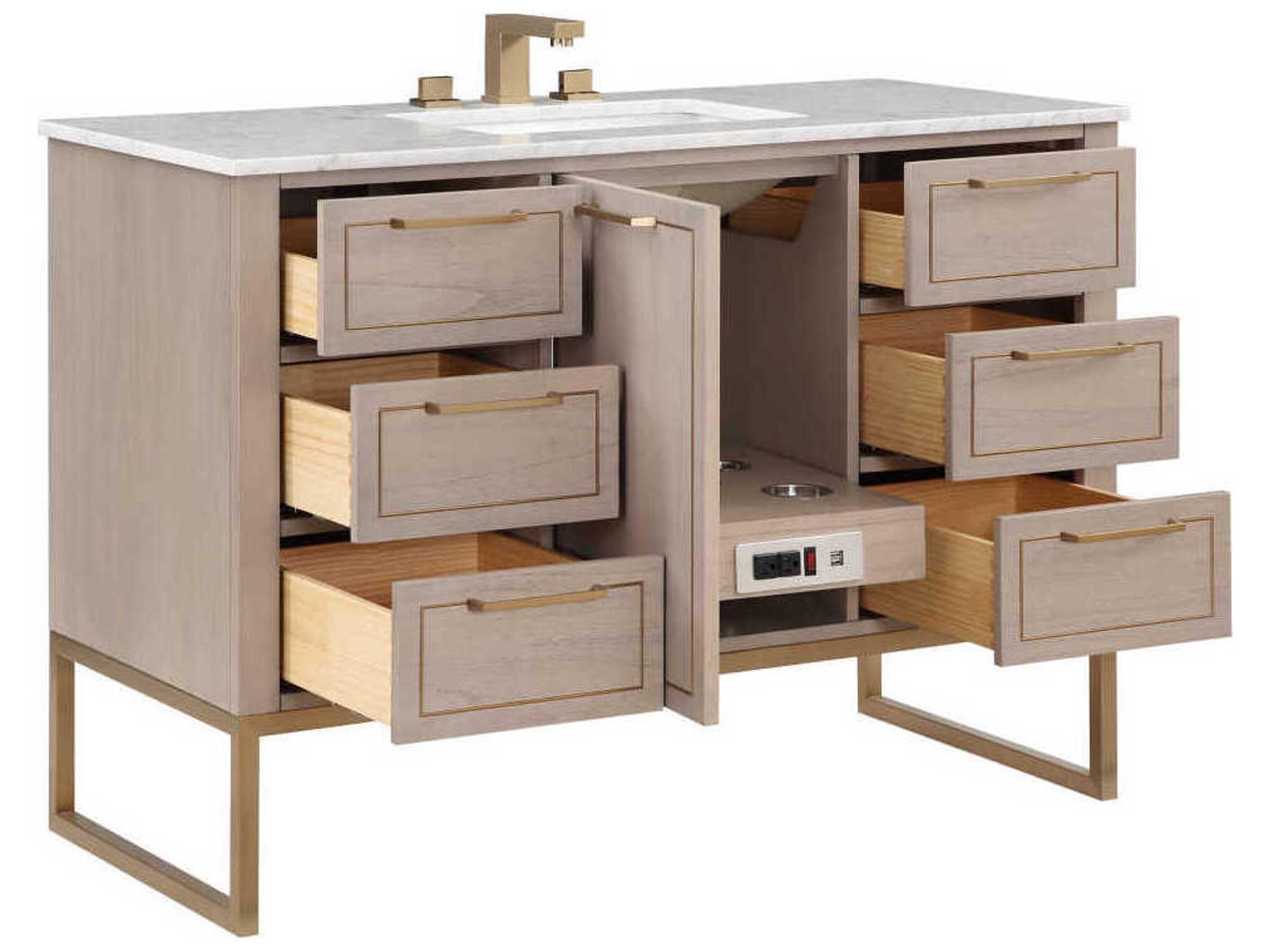 BEMMA Markham 48" Cashmere Grey Satin Brass Vanity