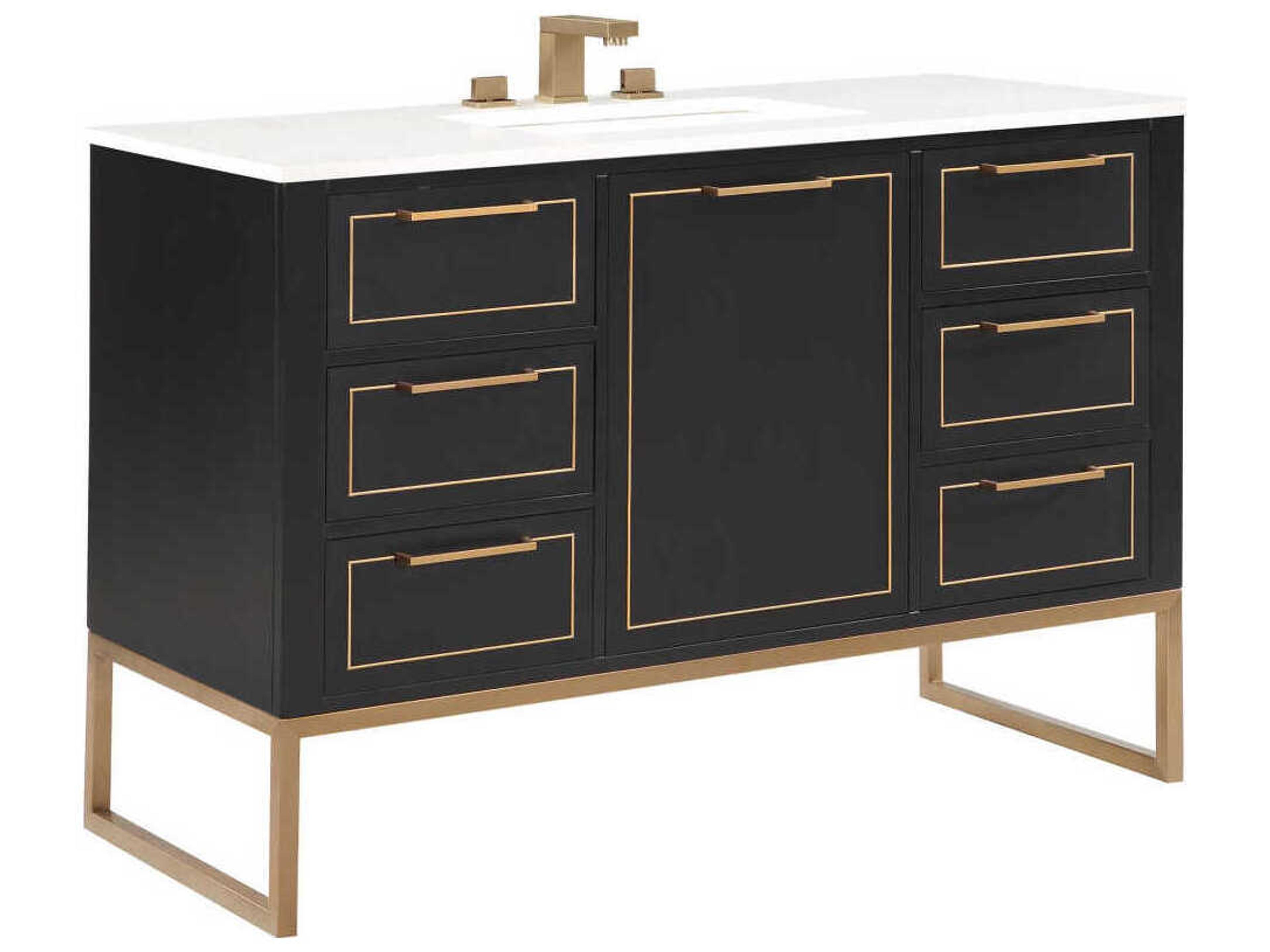 Markham 48" Midnight Black Satin Brass Vanity