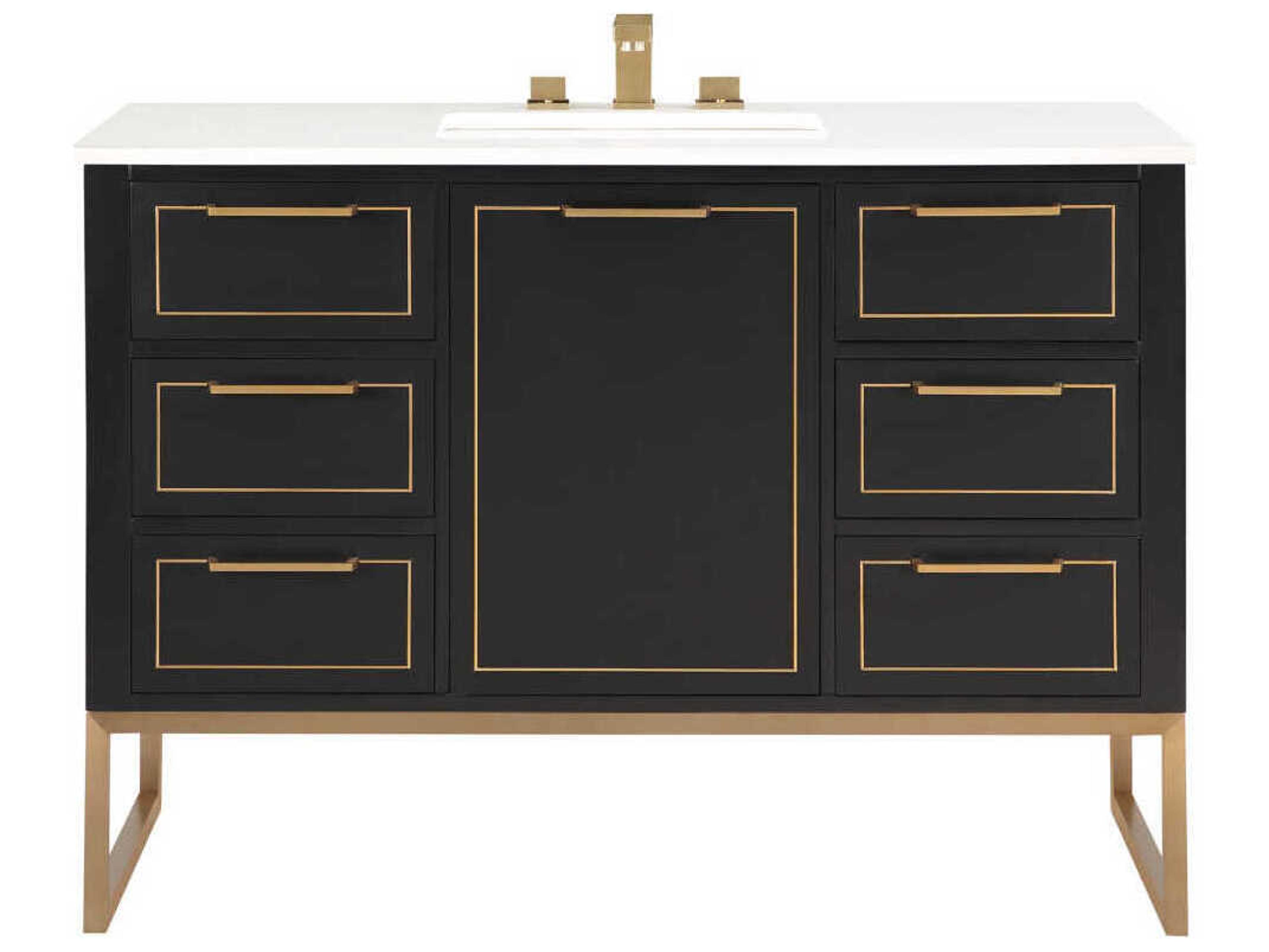 BEMMA Markham 48" Midnight Black Satin Brass Vanity