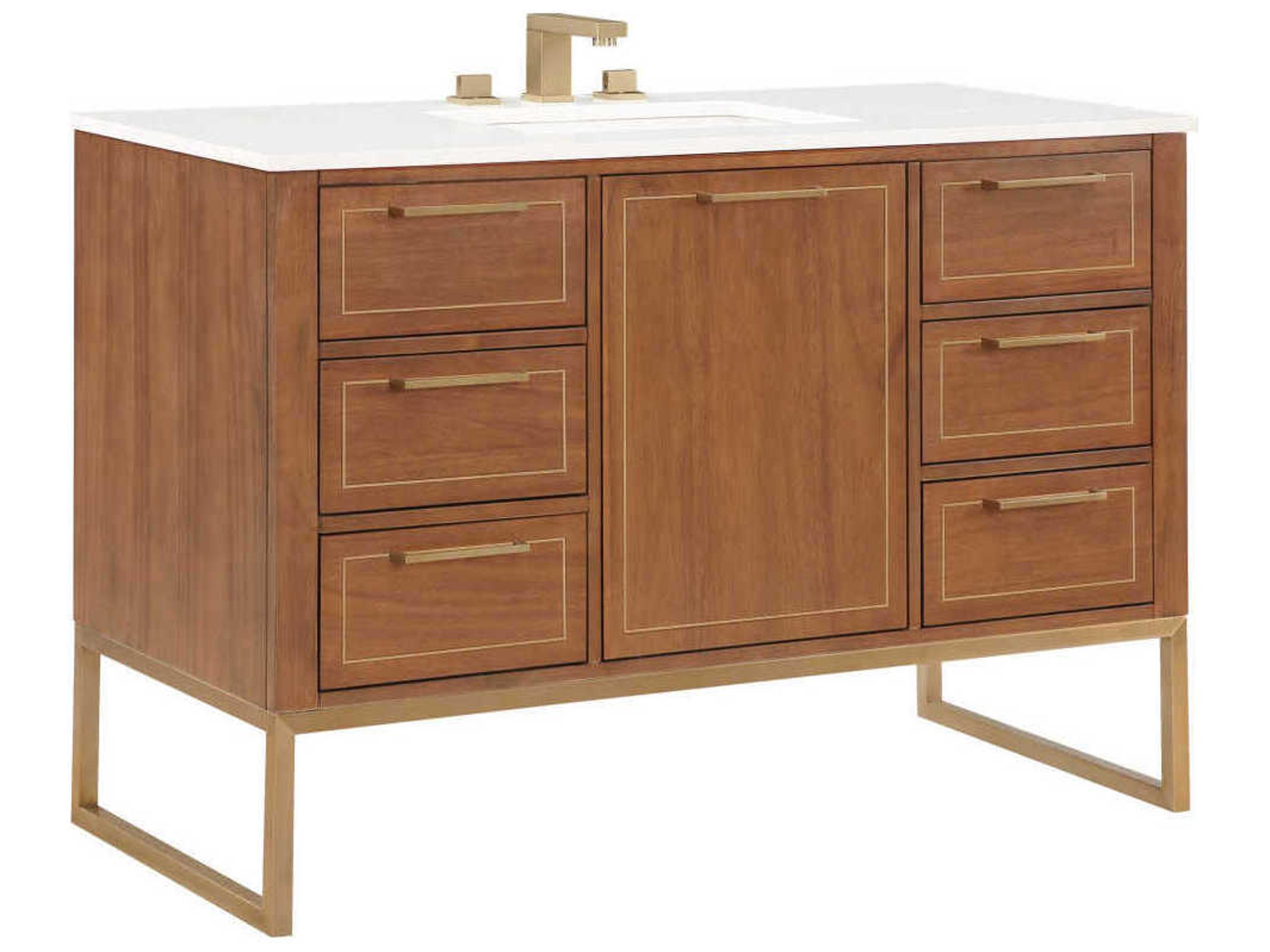 Markham 48" Walnut Satin Brass Vanity