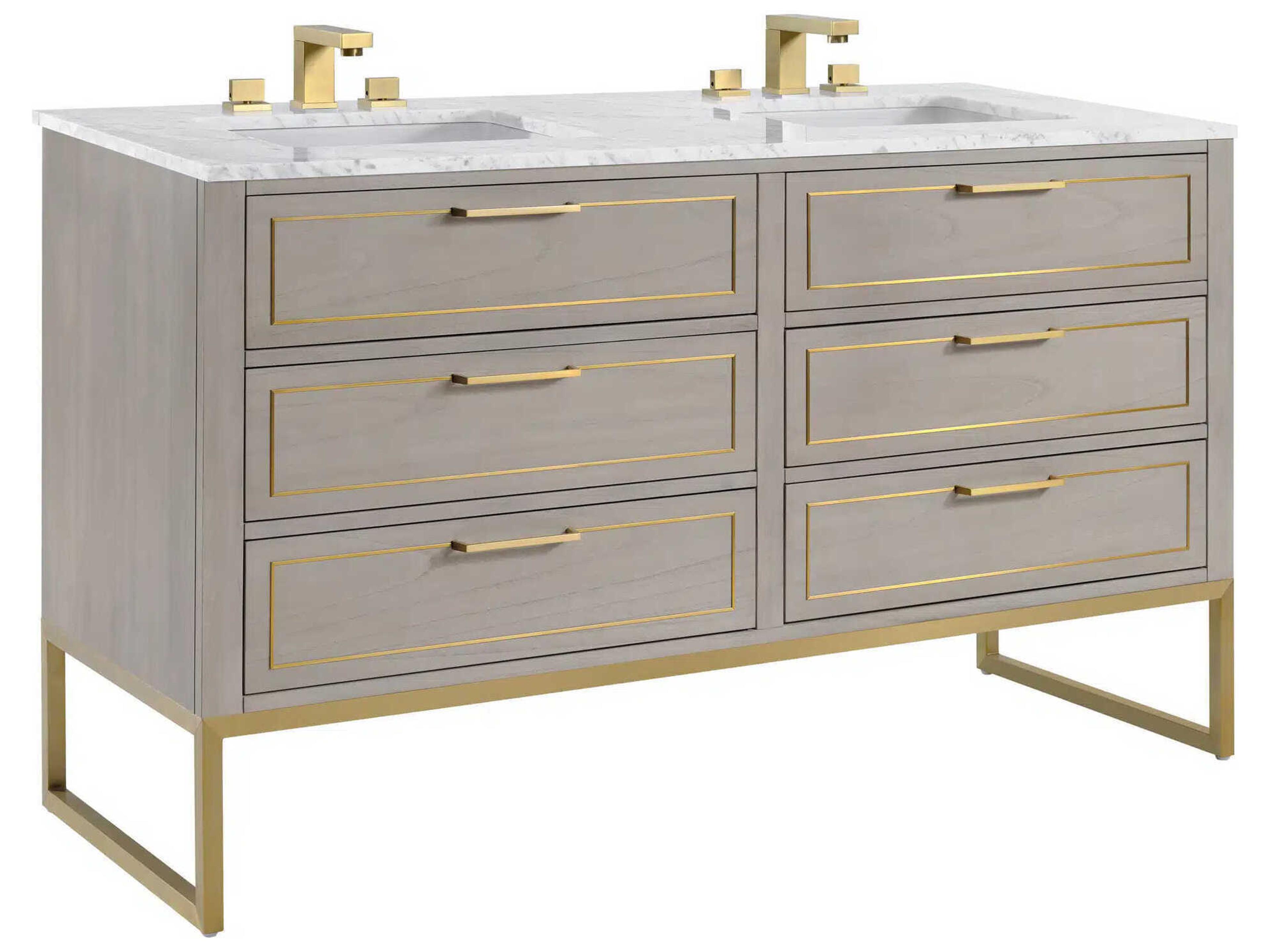BEMMA Markham 60" Cashmere Grey Satin Brass Vanity
