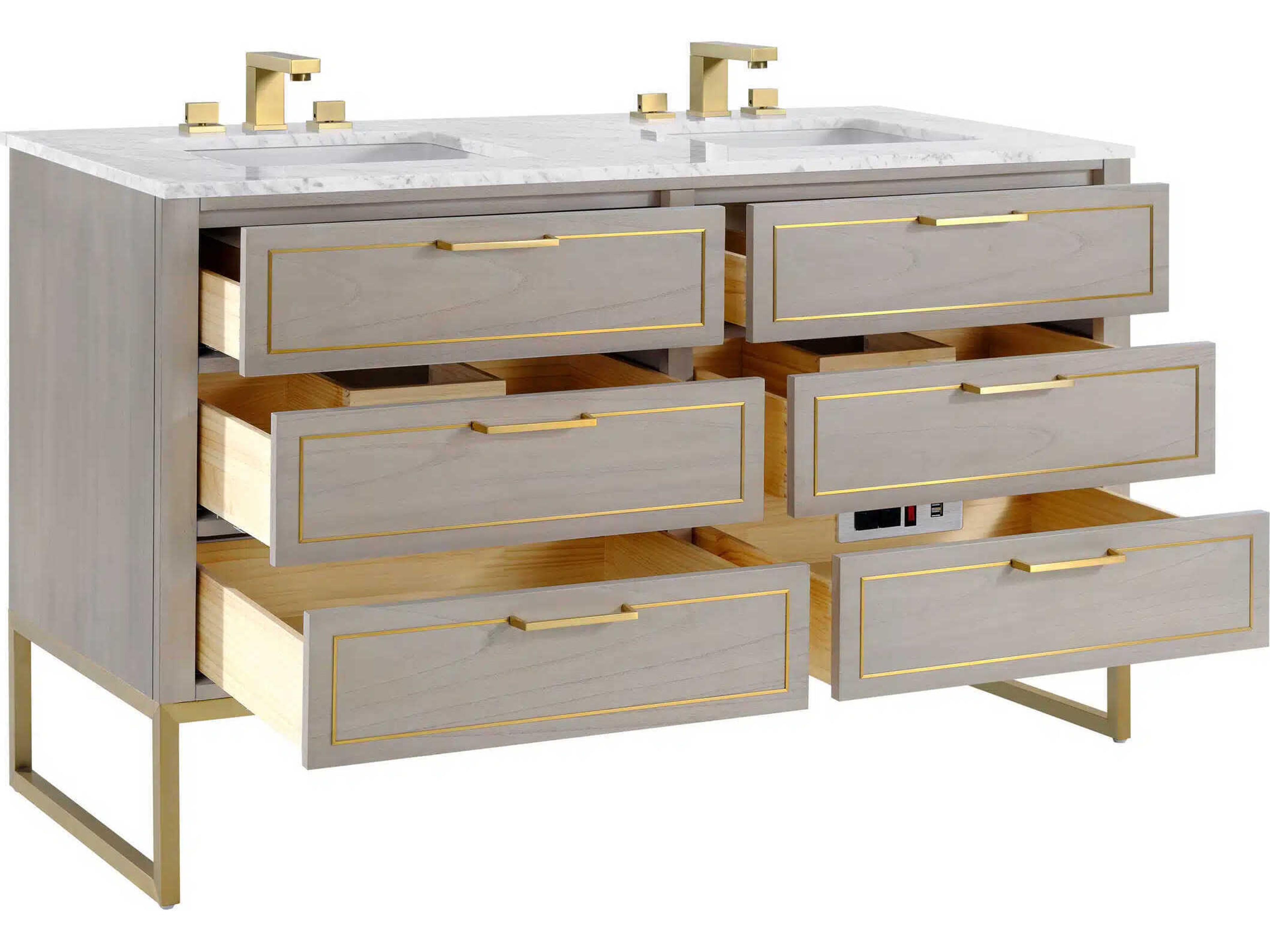 BEMMA Markham 60" Cashmere Grey Satin Brass Vanity