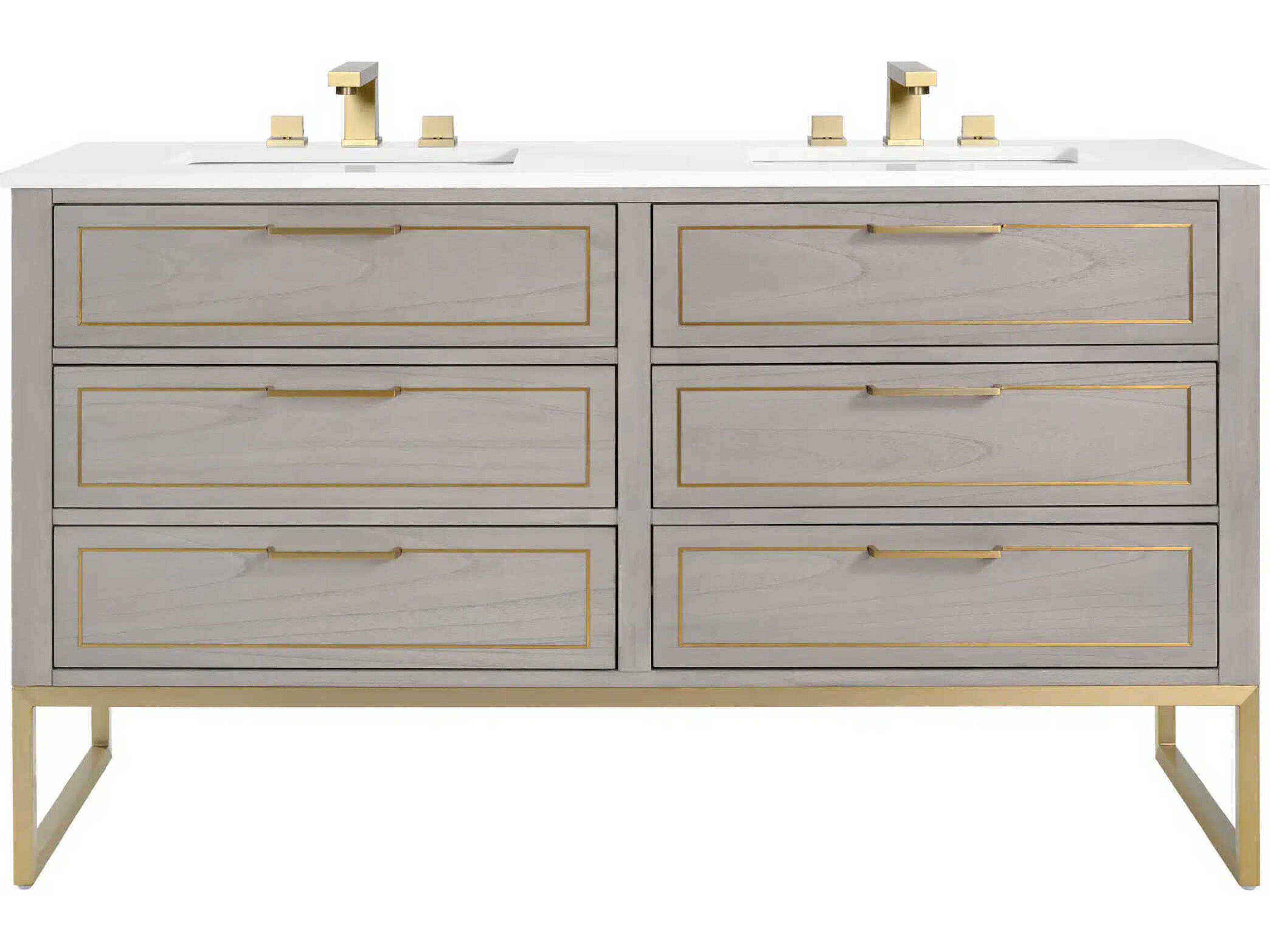 BEMMA Markham 60" Cashmere Grey Satin Brass Vanity