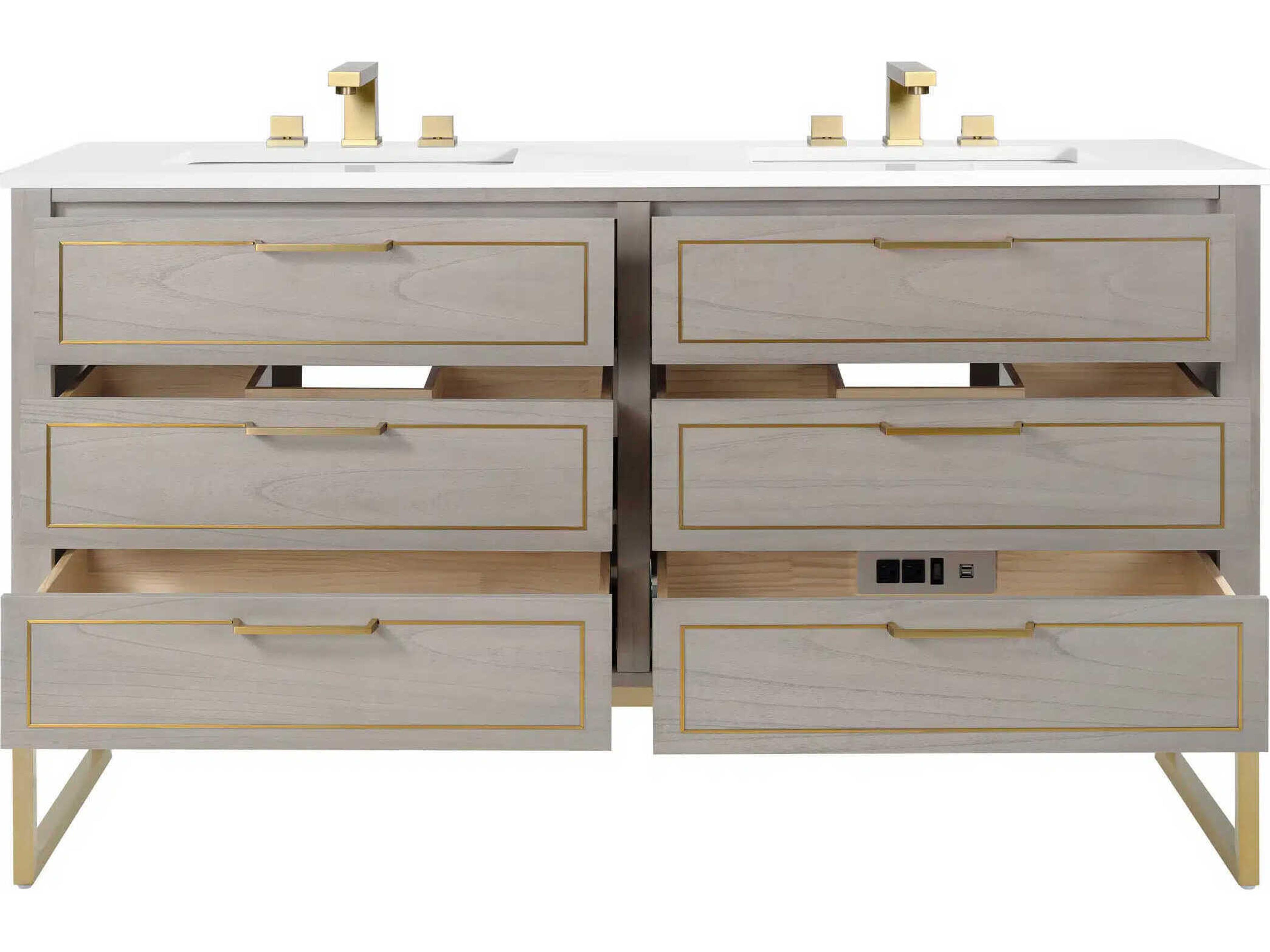 BEMMA Markham 60" Cashmere Grey Satin Brass Vanity