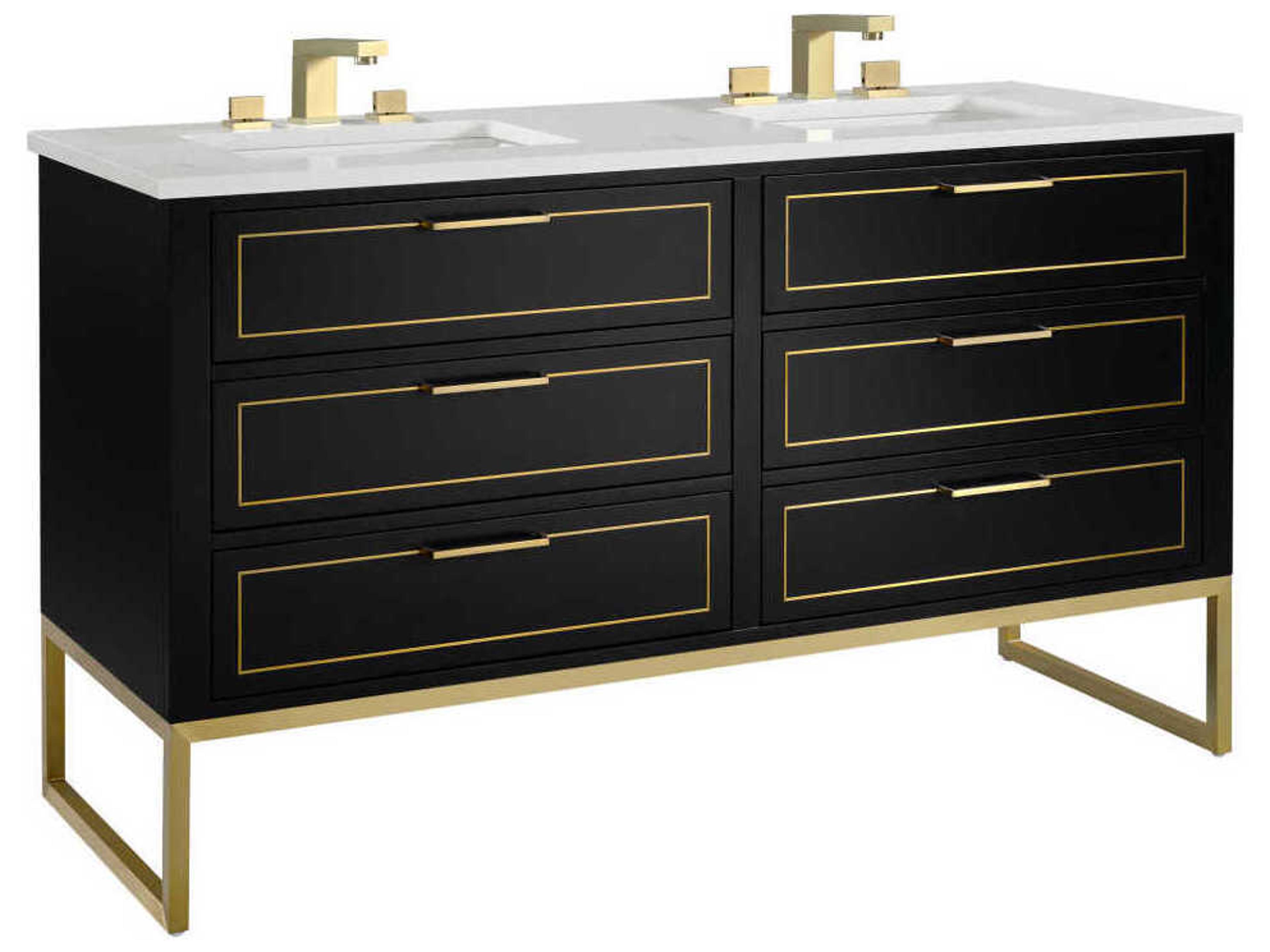Markham 60" Midnight Black Satin Brass Vanity