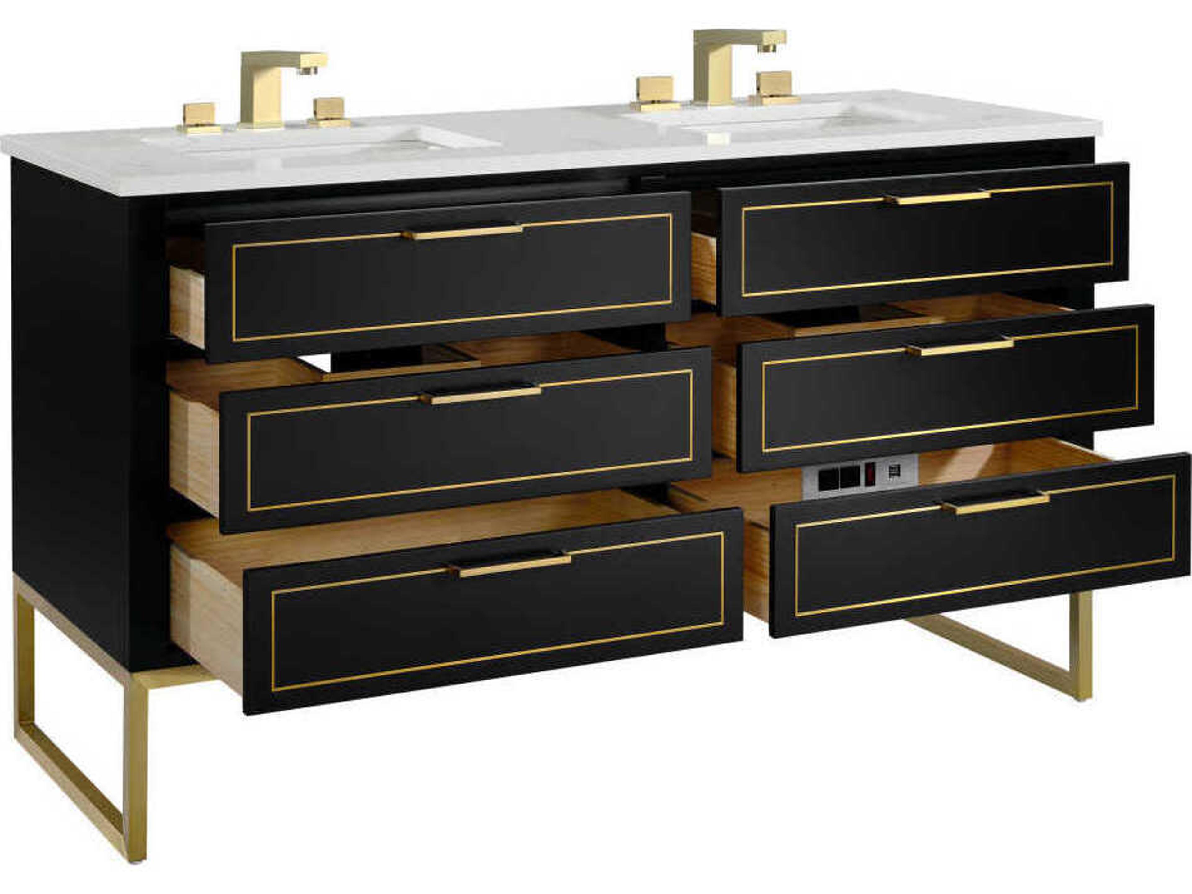 BEMMA Markham 60" Midnight Black Satin Brass Vanity