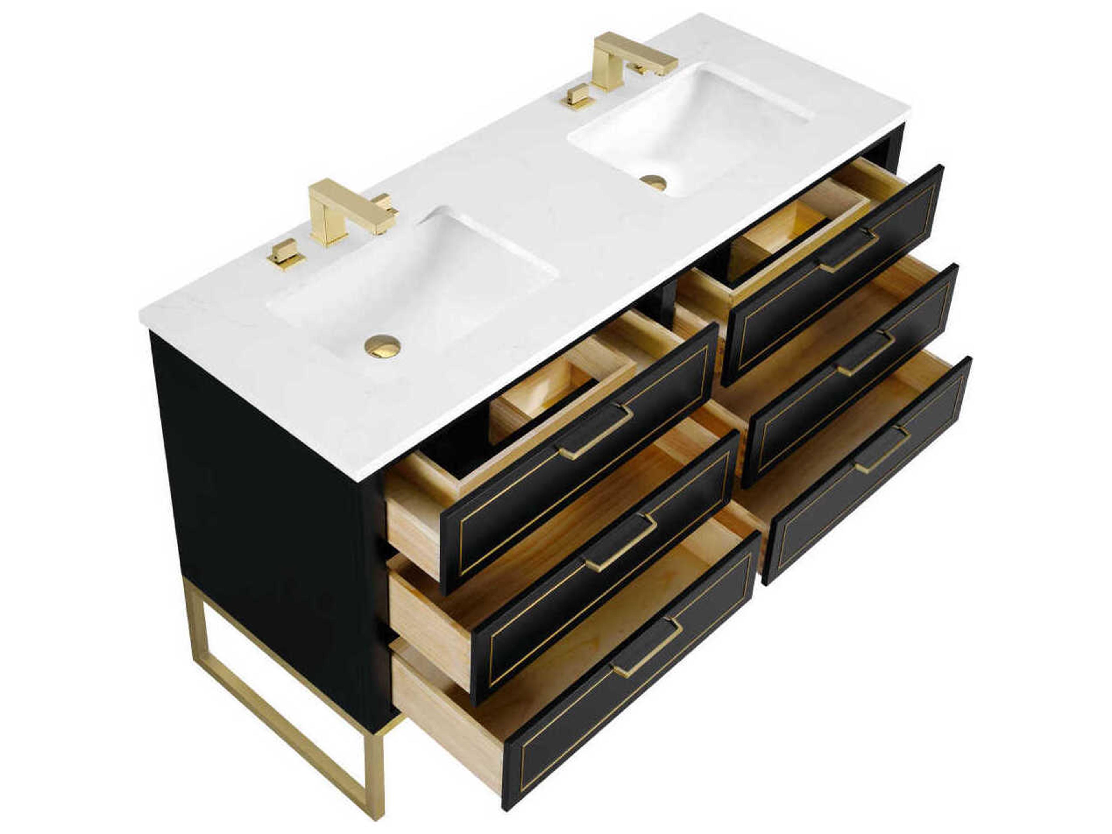 BEMMA Markham 60" Midnight Black Satin Brass Vanity