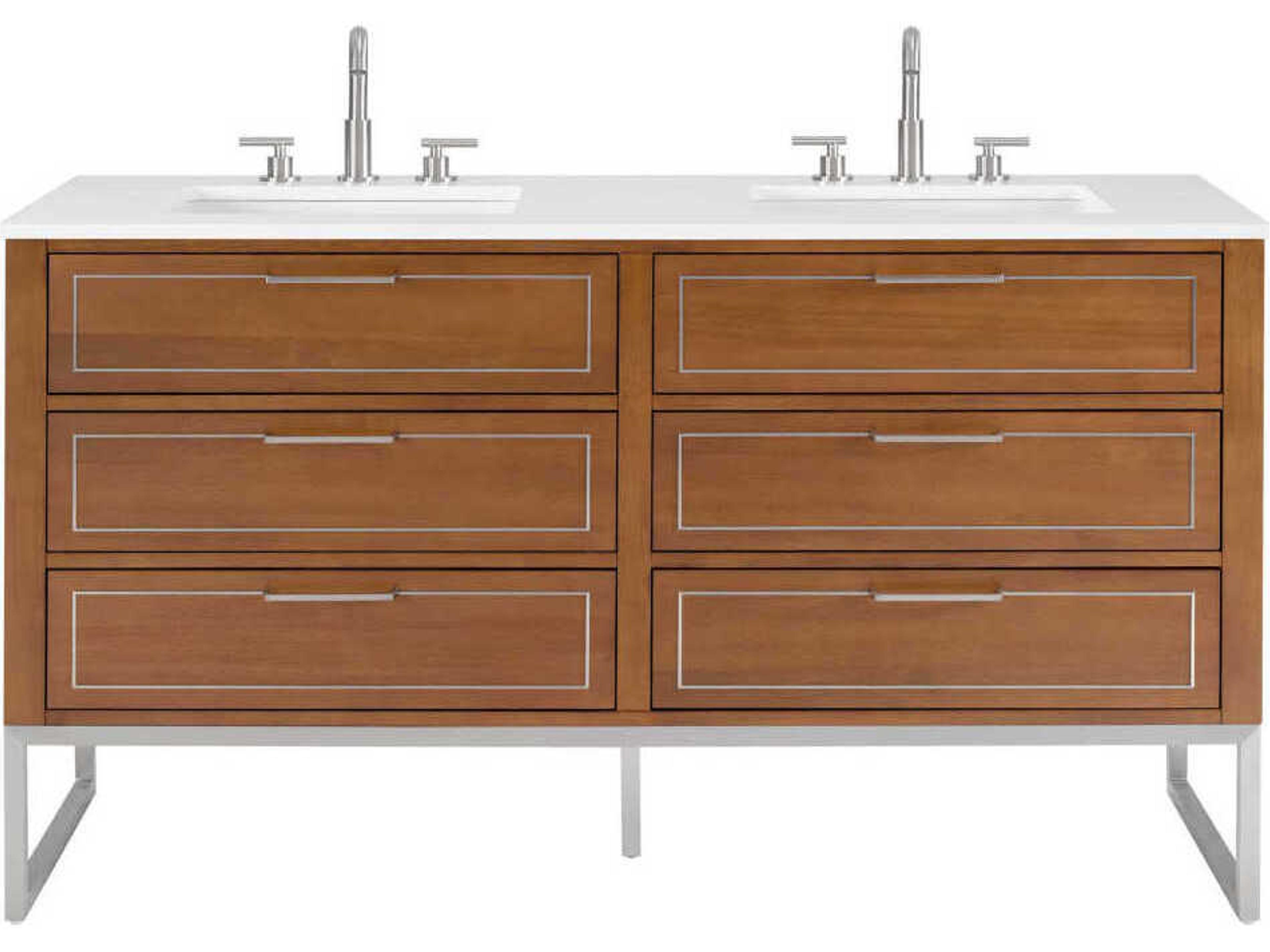 BEMMA Markham 60" Walnut Brushed Nickel Vanity