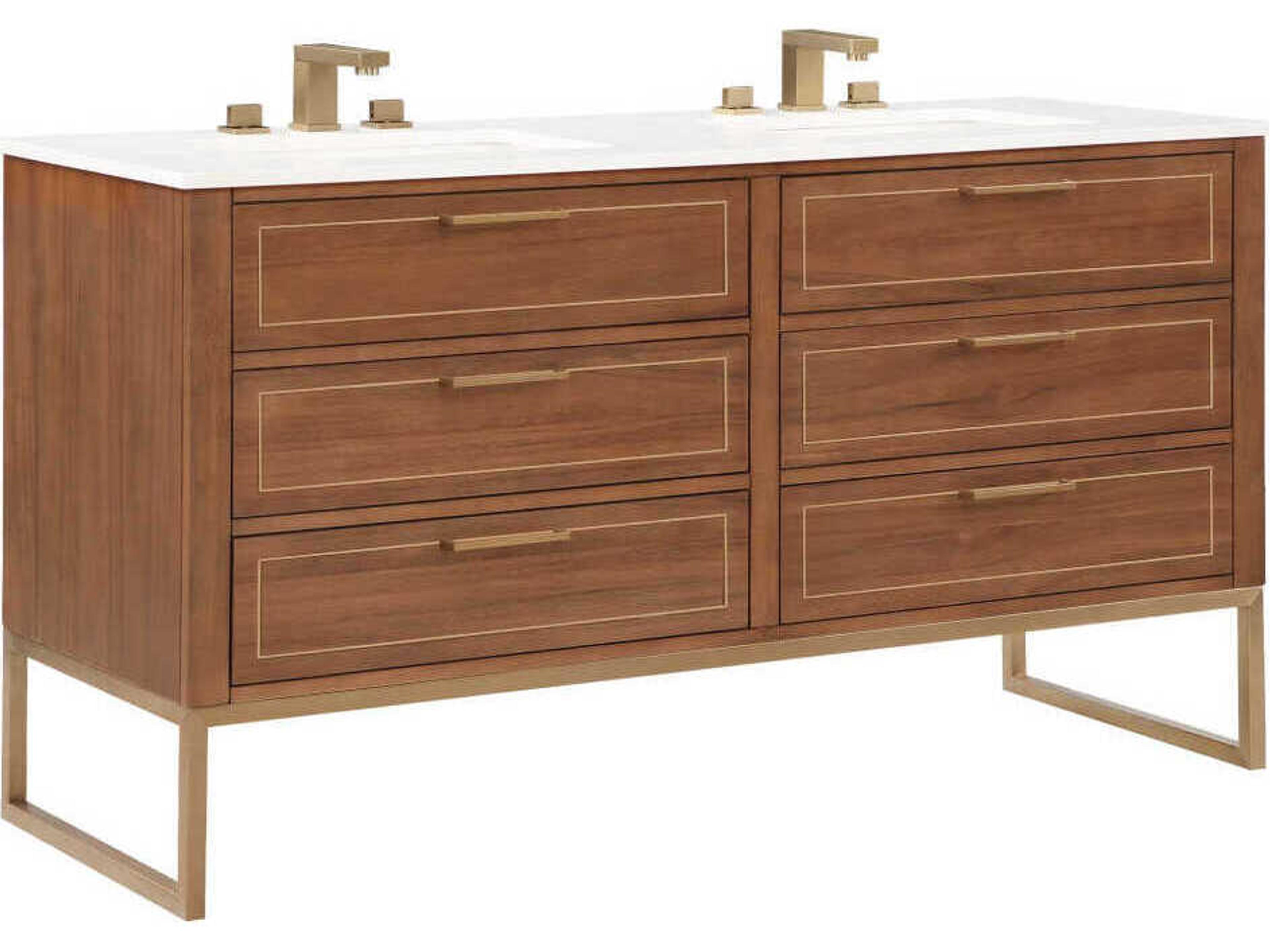 Markham 60" Walnut Satin Brass Vanity