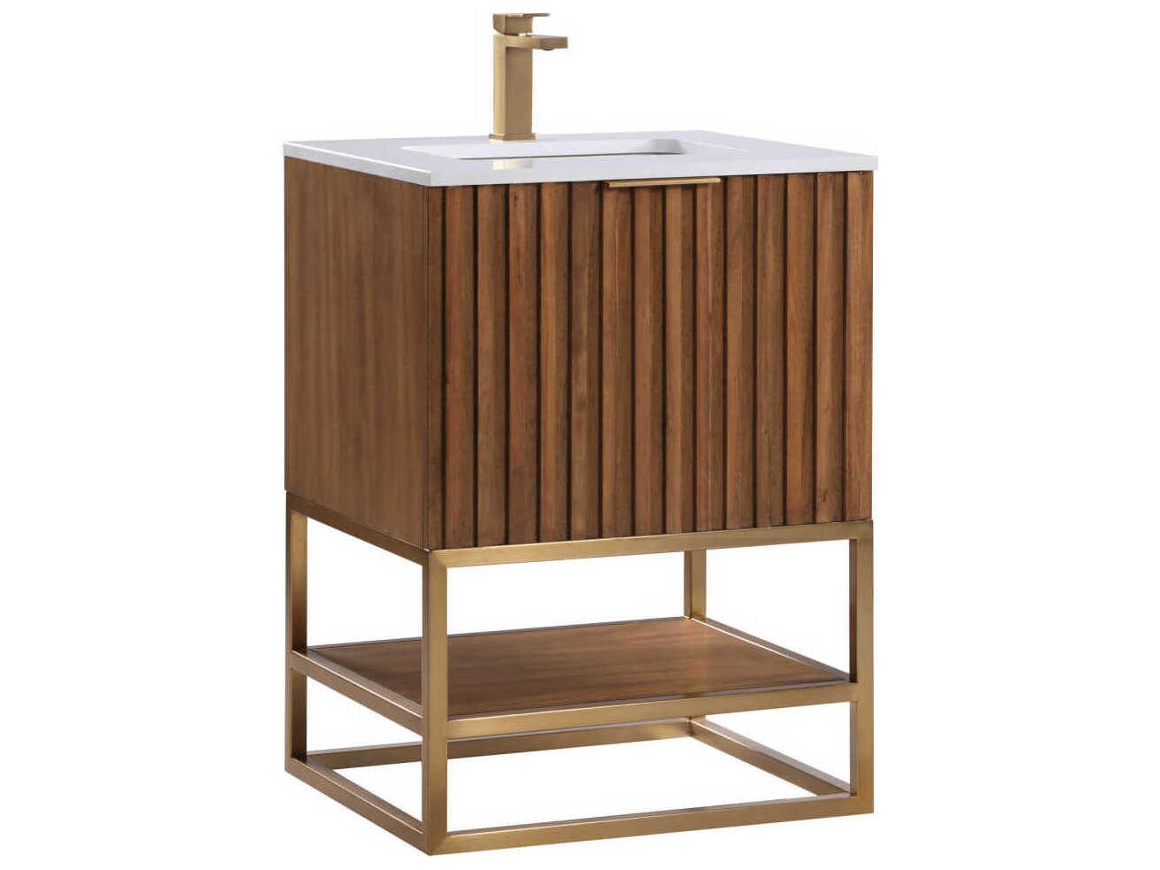 Terra 24" Walnut Satin Brass Vanity