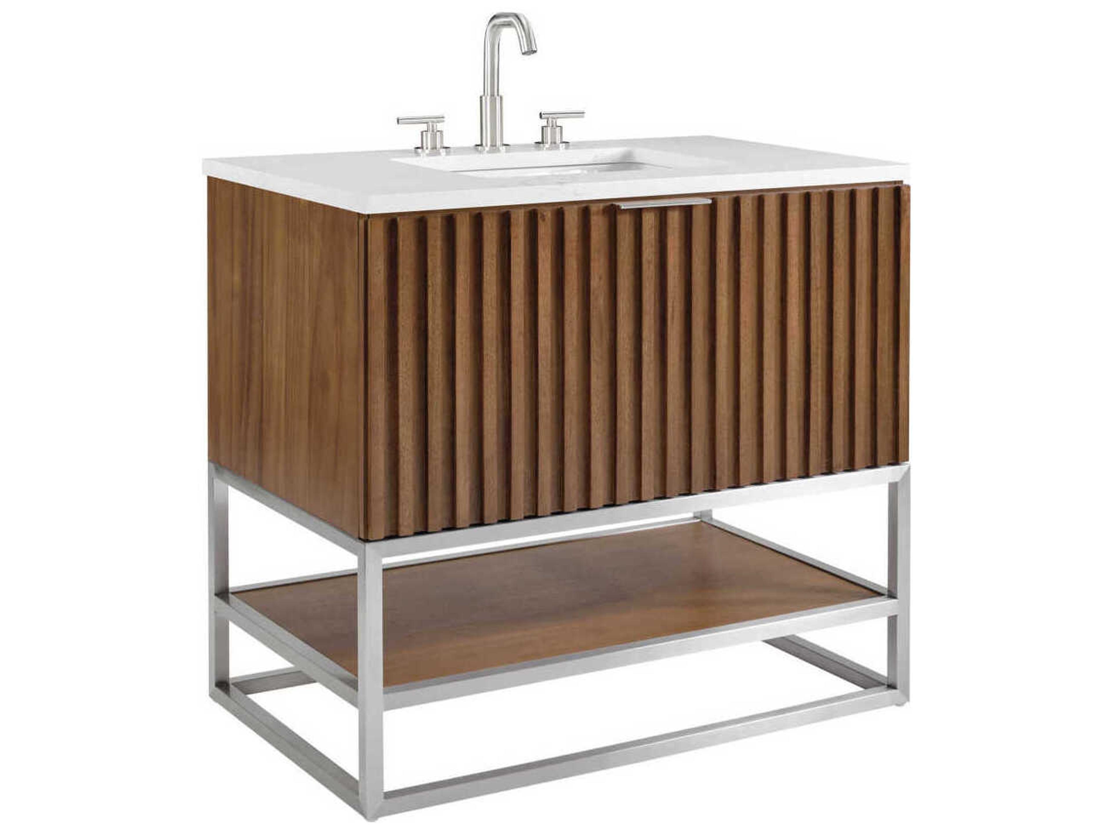 BEMMA Terra 36" Walnut Brushed Nickel Vanity