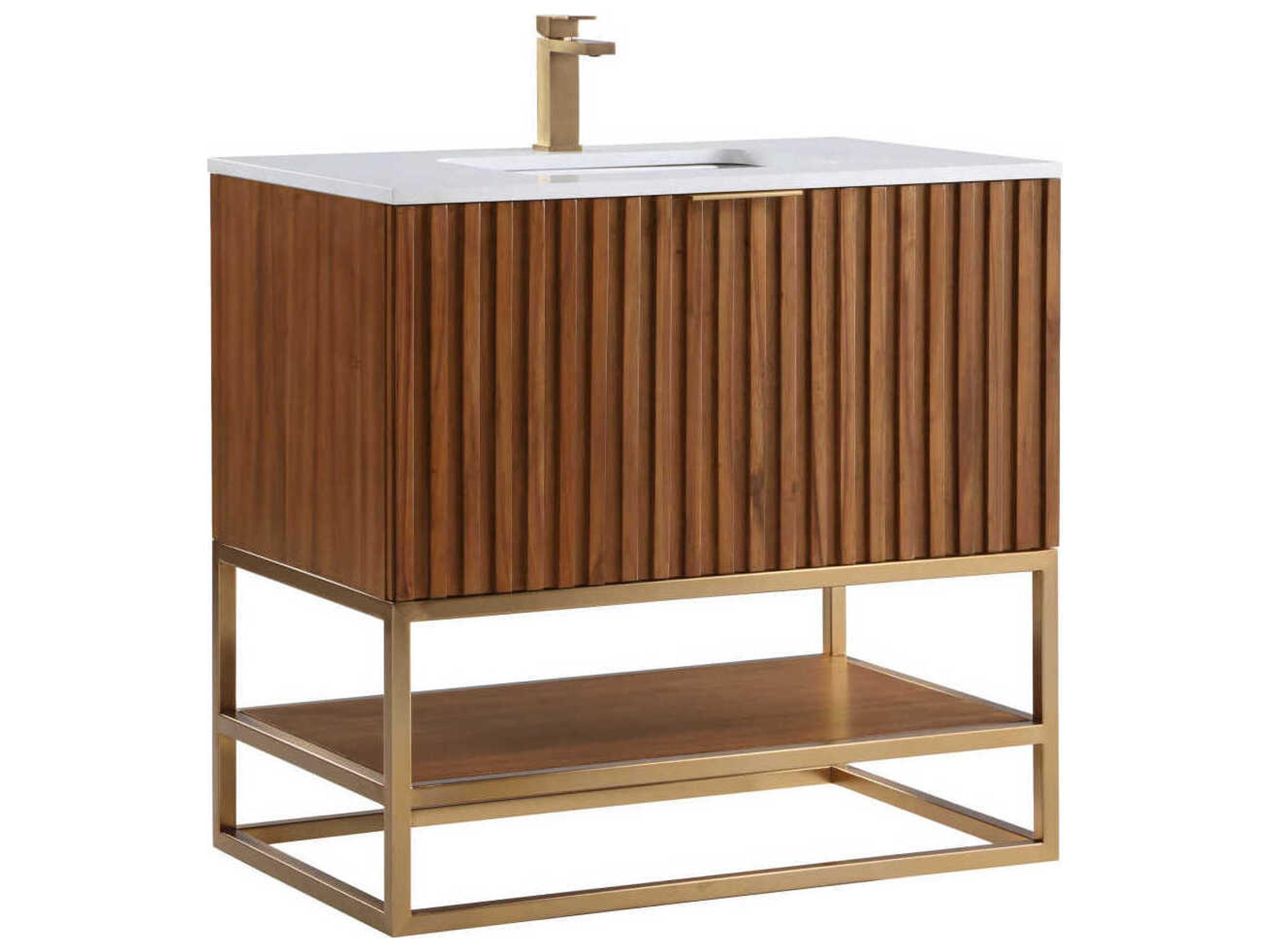 Terra 36" Walnut Satin Brass Vanity