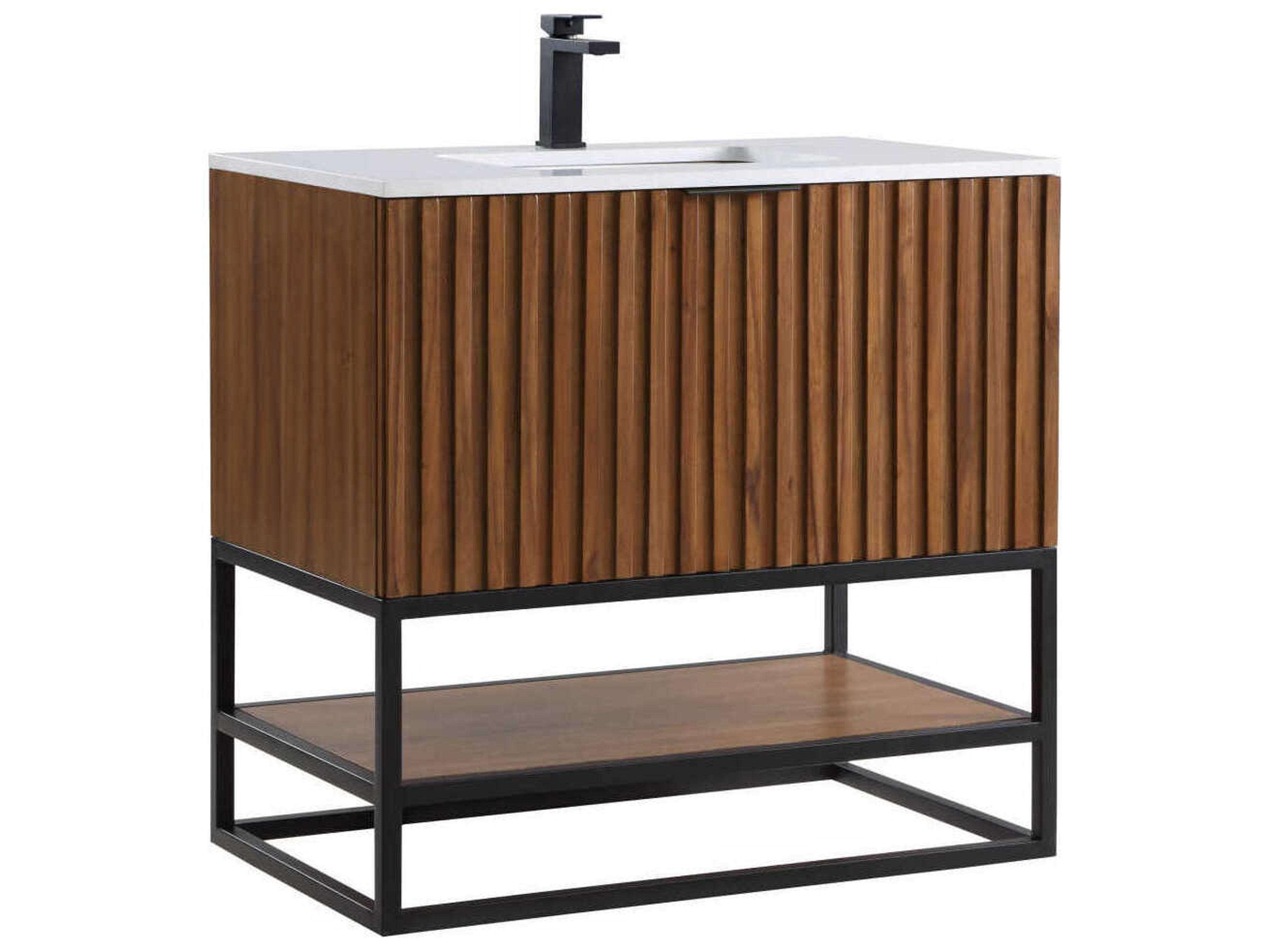 Terra 36" Walnut Matte Black Vanity