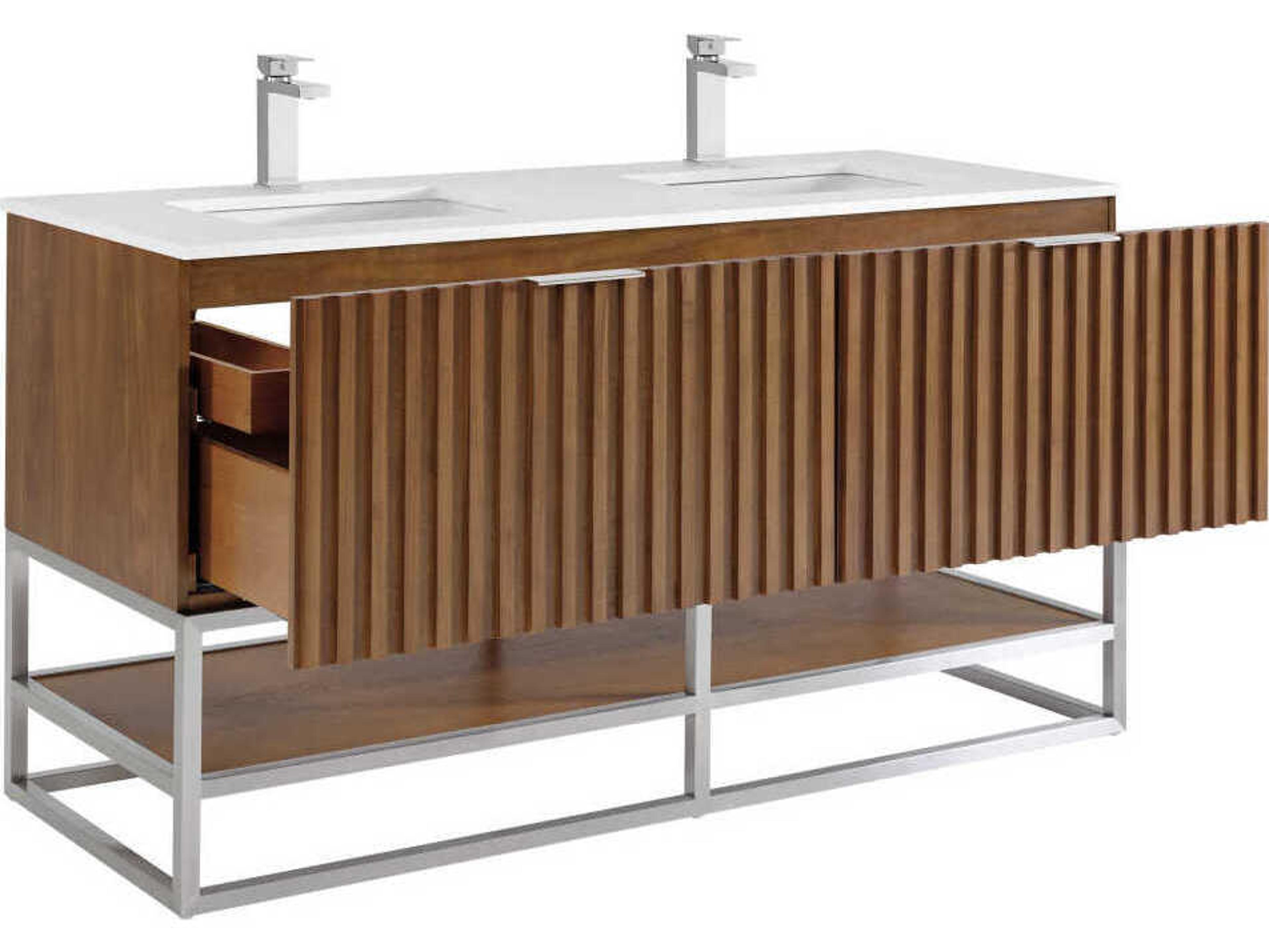 BEMMA Terra 60" Walnut Brushed Nickel Vanity