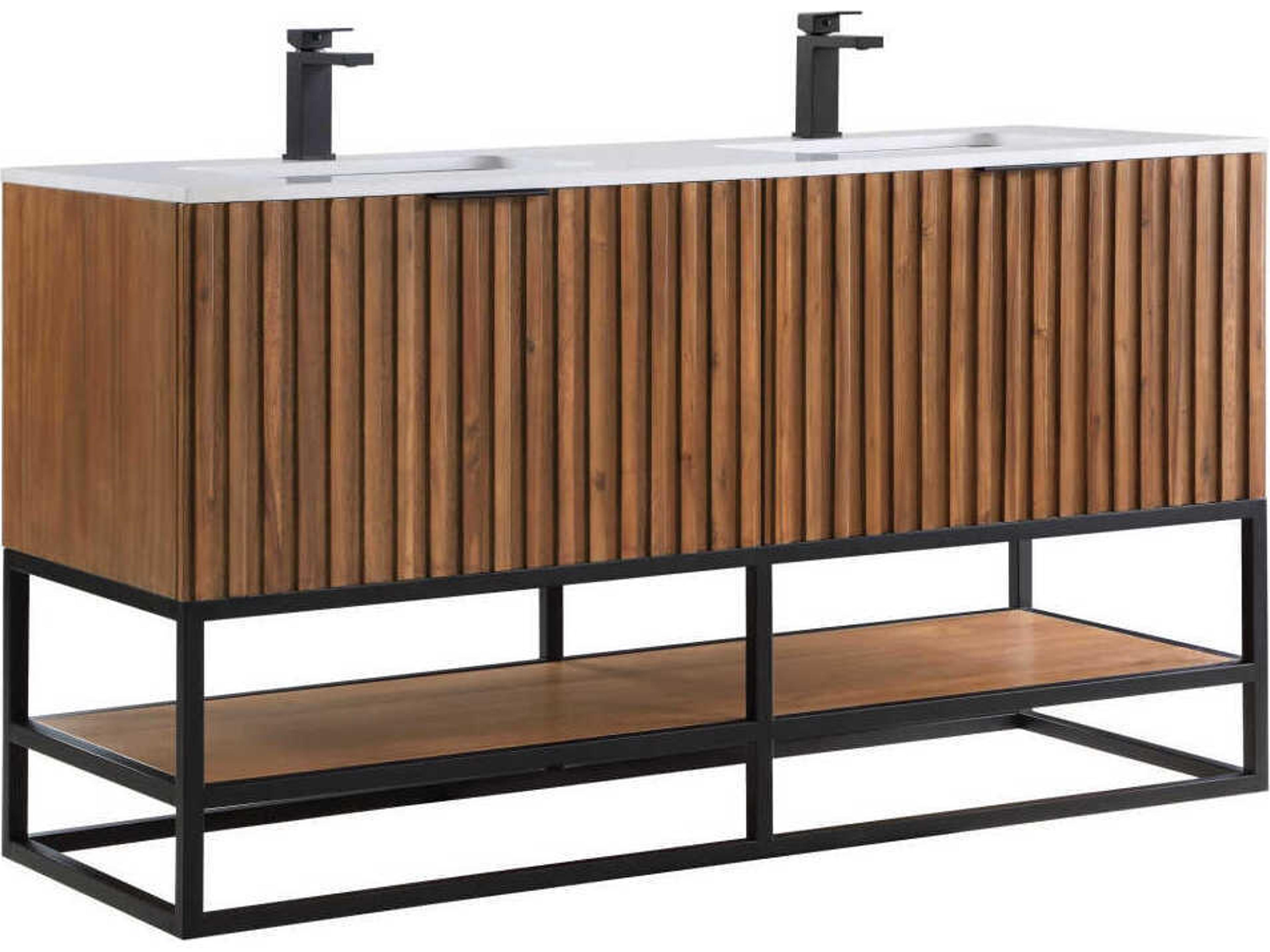 Terra 60" Walnut Matte Black Vanity