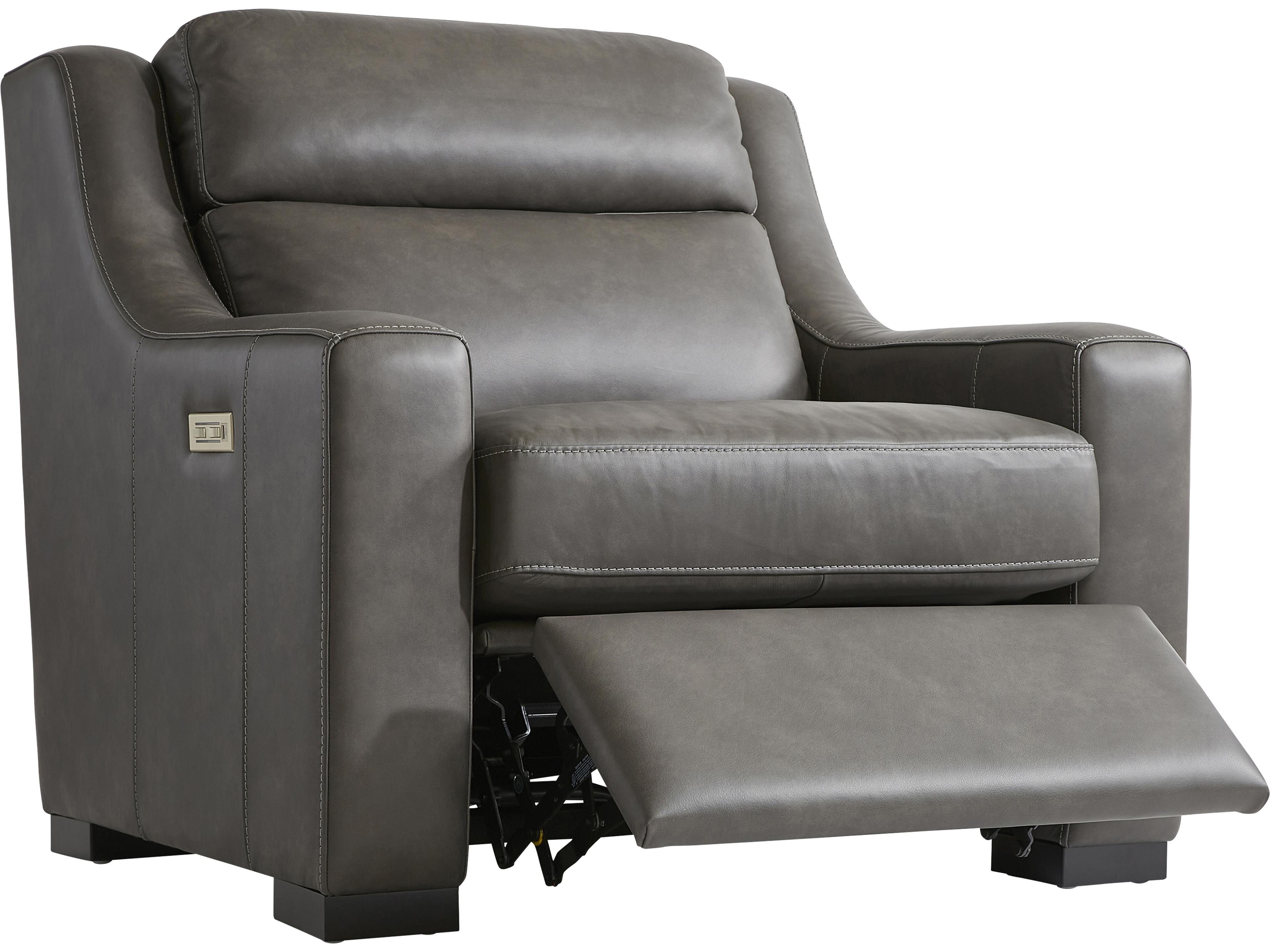 Bernhardt Germain Gray Leather Recliner