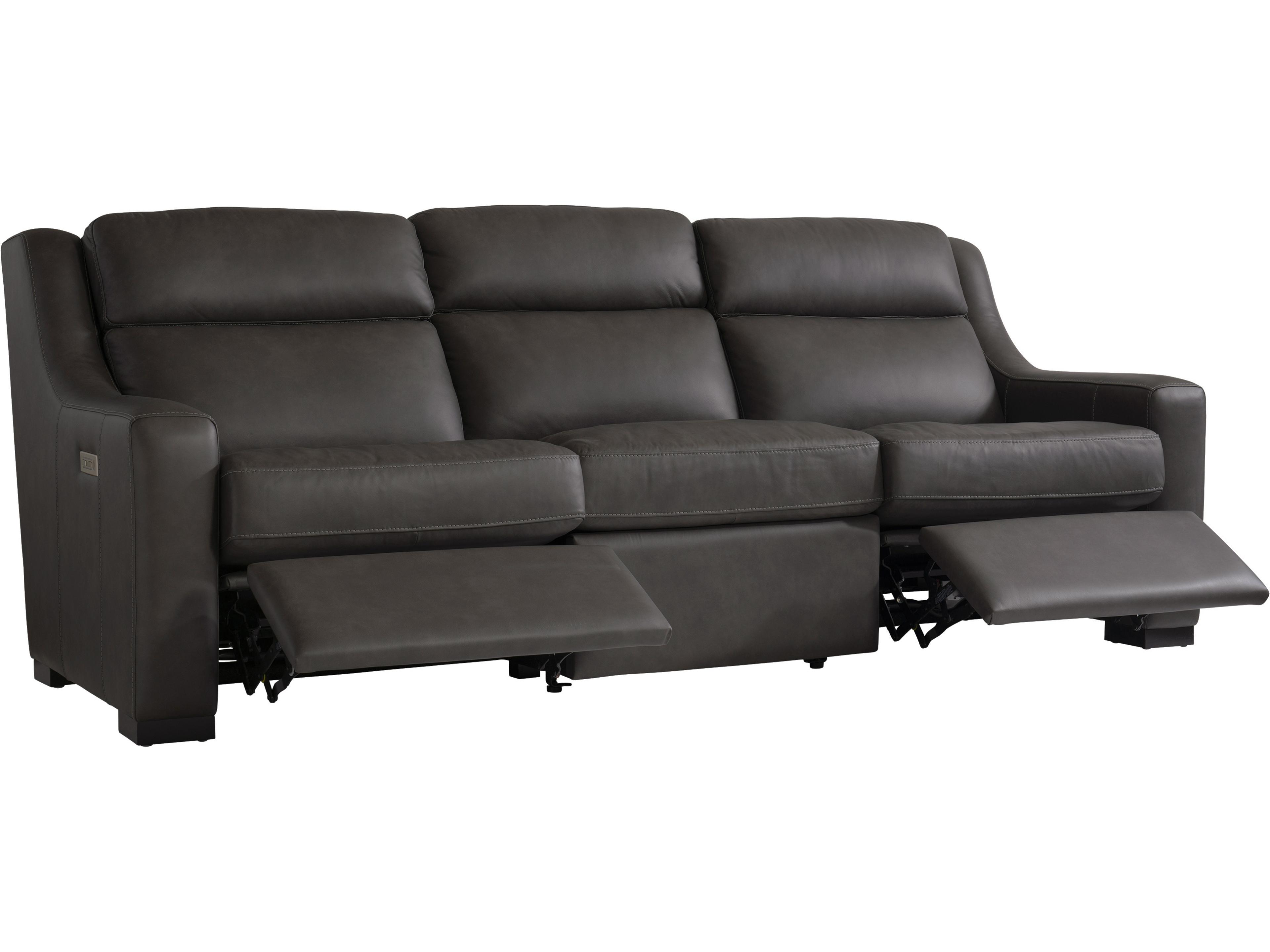 Bernhardt Germain Power Motion Grey Upholstered Recliner Sofa