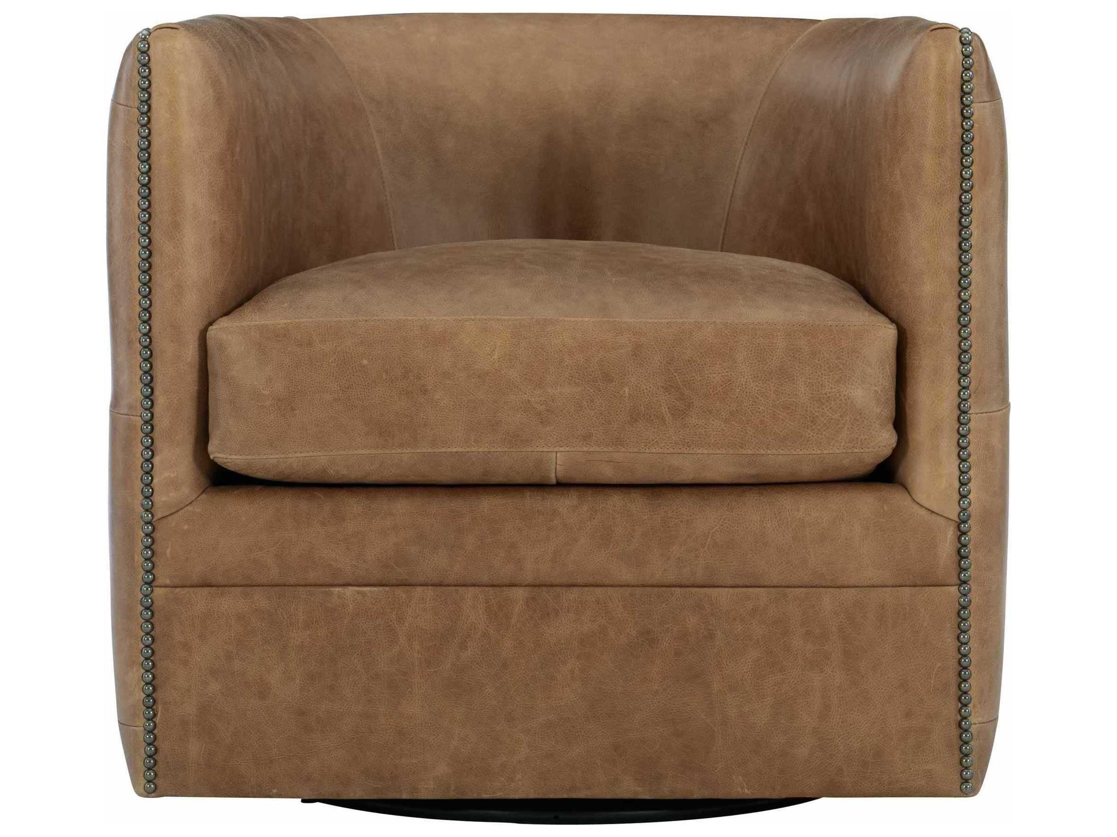 Bernhardt Palazzo Swivel Brown Leather Accent Chair
