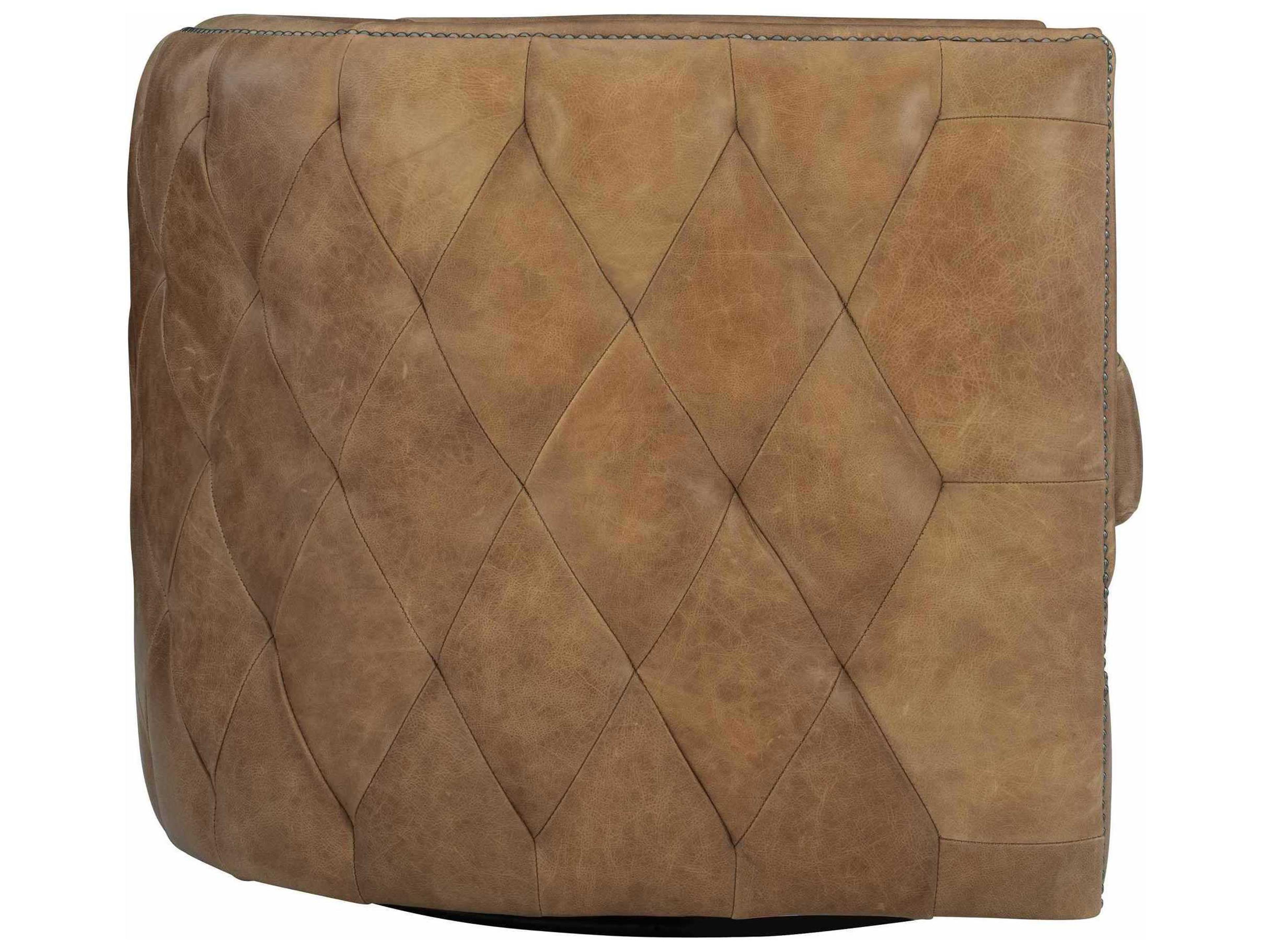 Bernhardt Palazzo Swivel Brown Leather Accent Chair