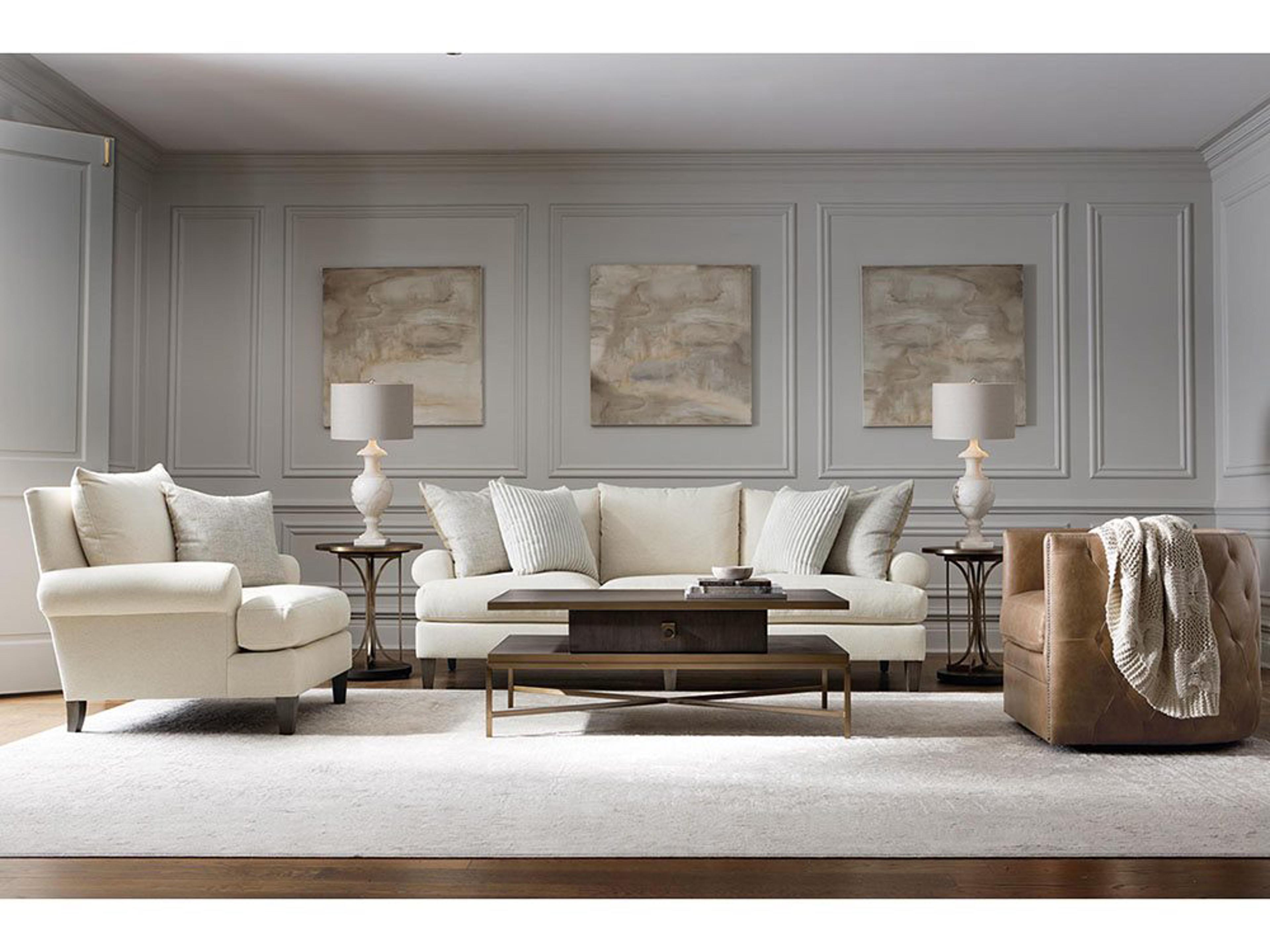 Bernhardt Palazzo Swivel Gray Leather Accent Chair